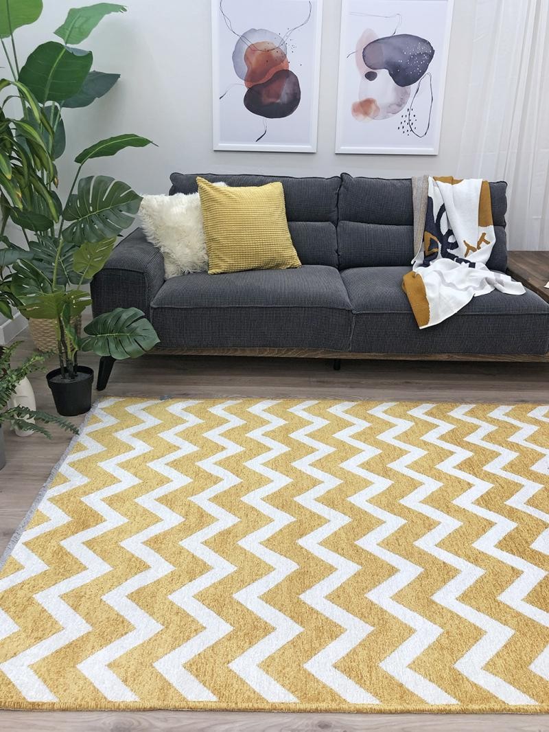 MORETTİ SİDE ÇİFT TARAFLI HALI 10886-F SARI-BEYAZ