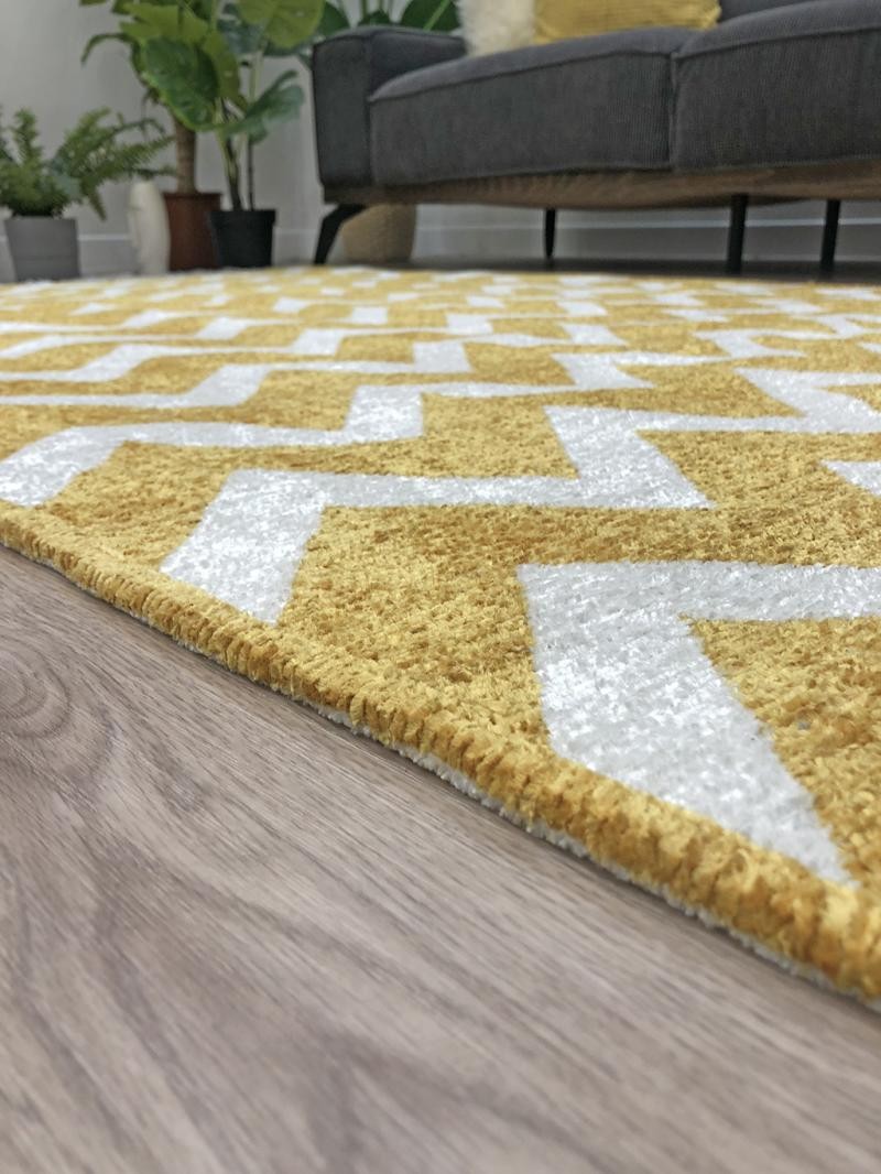 MORETTİ SİDE ÇİFT TARAFLI HALI 10886-F SARI-BEYAZ