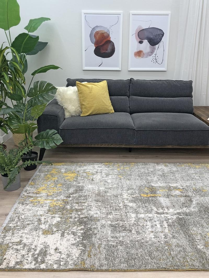 MORETTİ SİDE ÇİFT TARAFLI HALI 10407-F SARI-GRİ