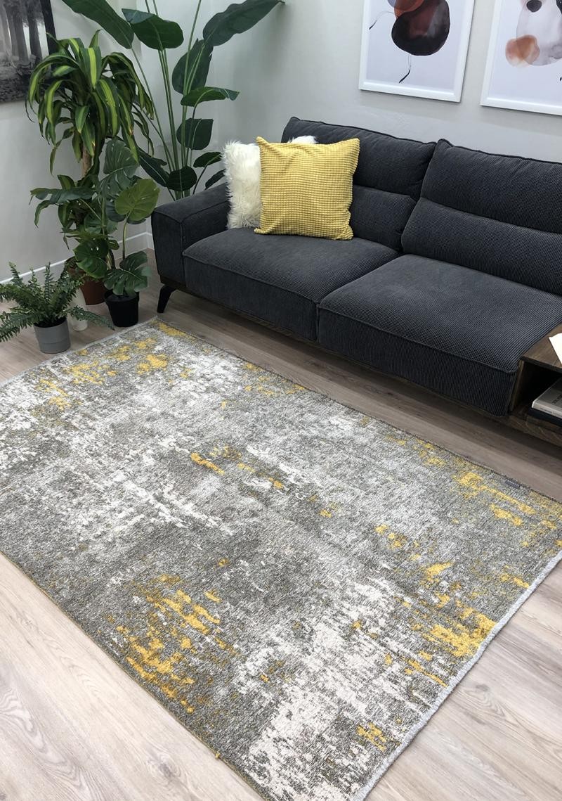 MORETTİ SİDE ÇİFT TARAFLI HALI 10407-F SARI-GRİ