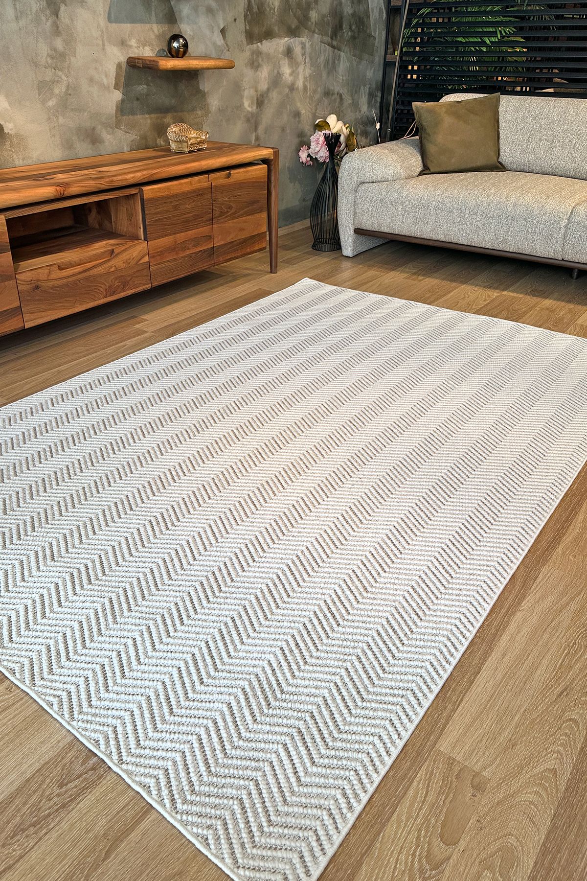 Nairobi Halı  Zig Zag Beyaz