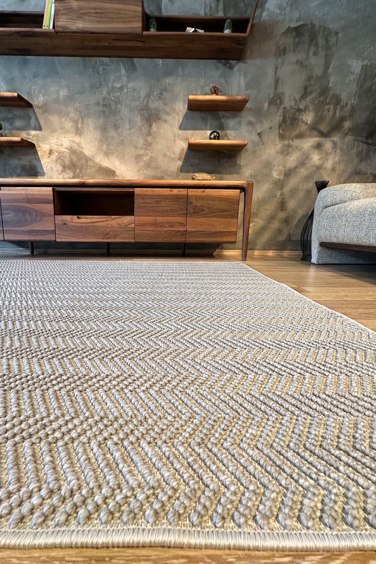 Nairobi Halı  Zig Zag Koyu Gri
