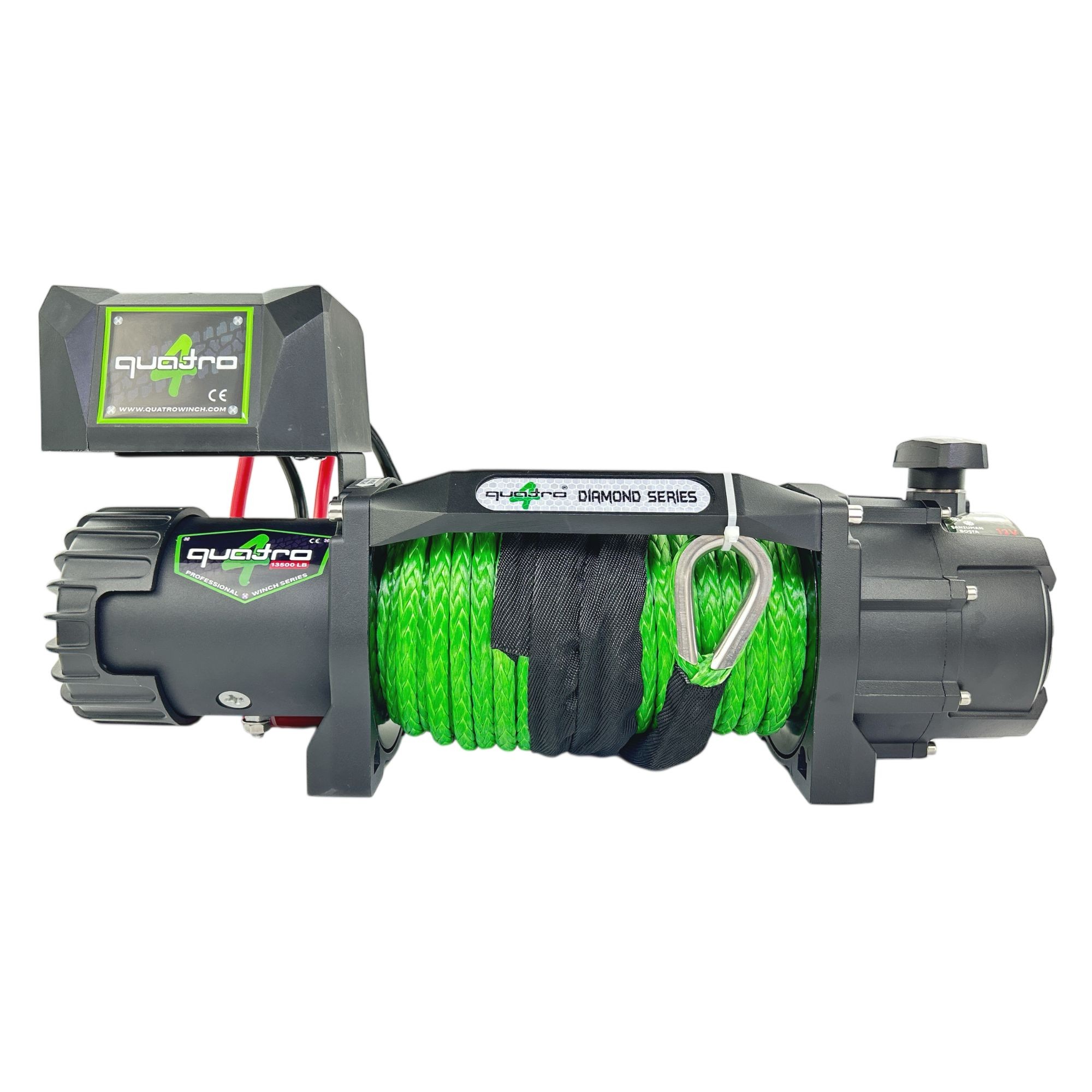 13500LB 12V Quatro Yeşil Sentetik Halatlı Vinç / Diamond Seri