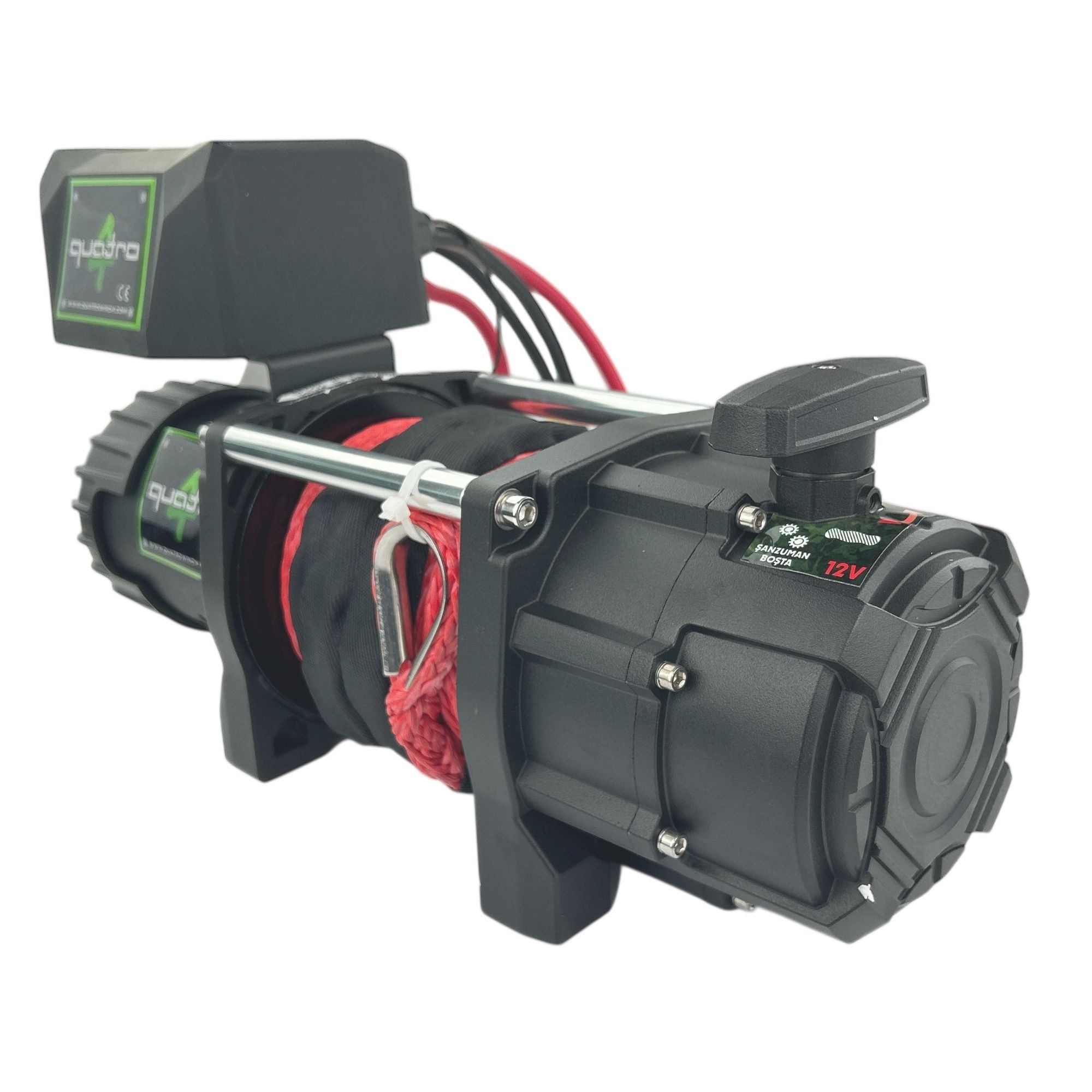 9000LB 12V Quatro Sentetik Halatlı Vinç