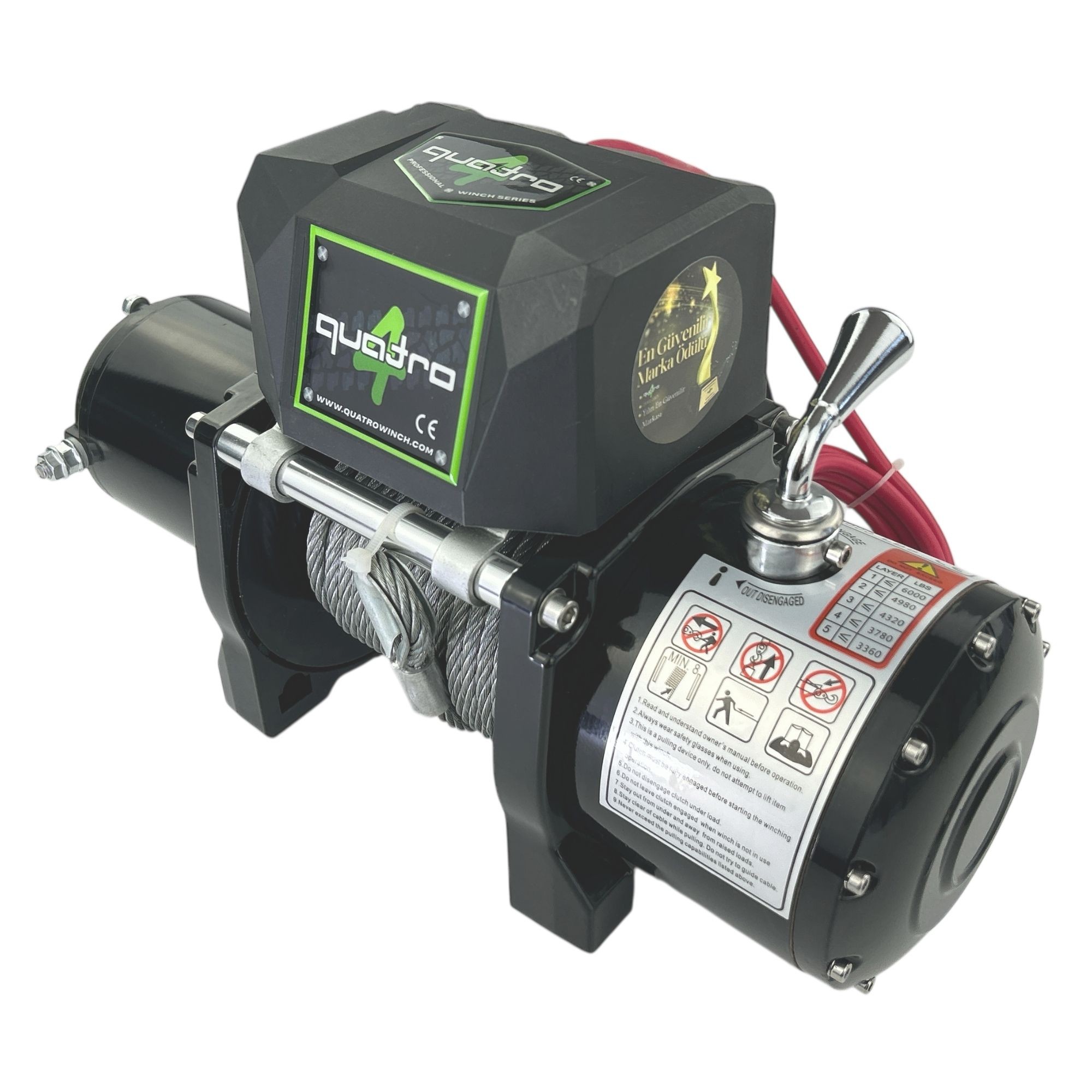 6000LB 12V Quatro Çelik Halatlı Vinç