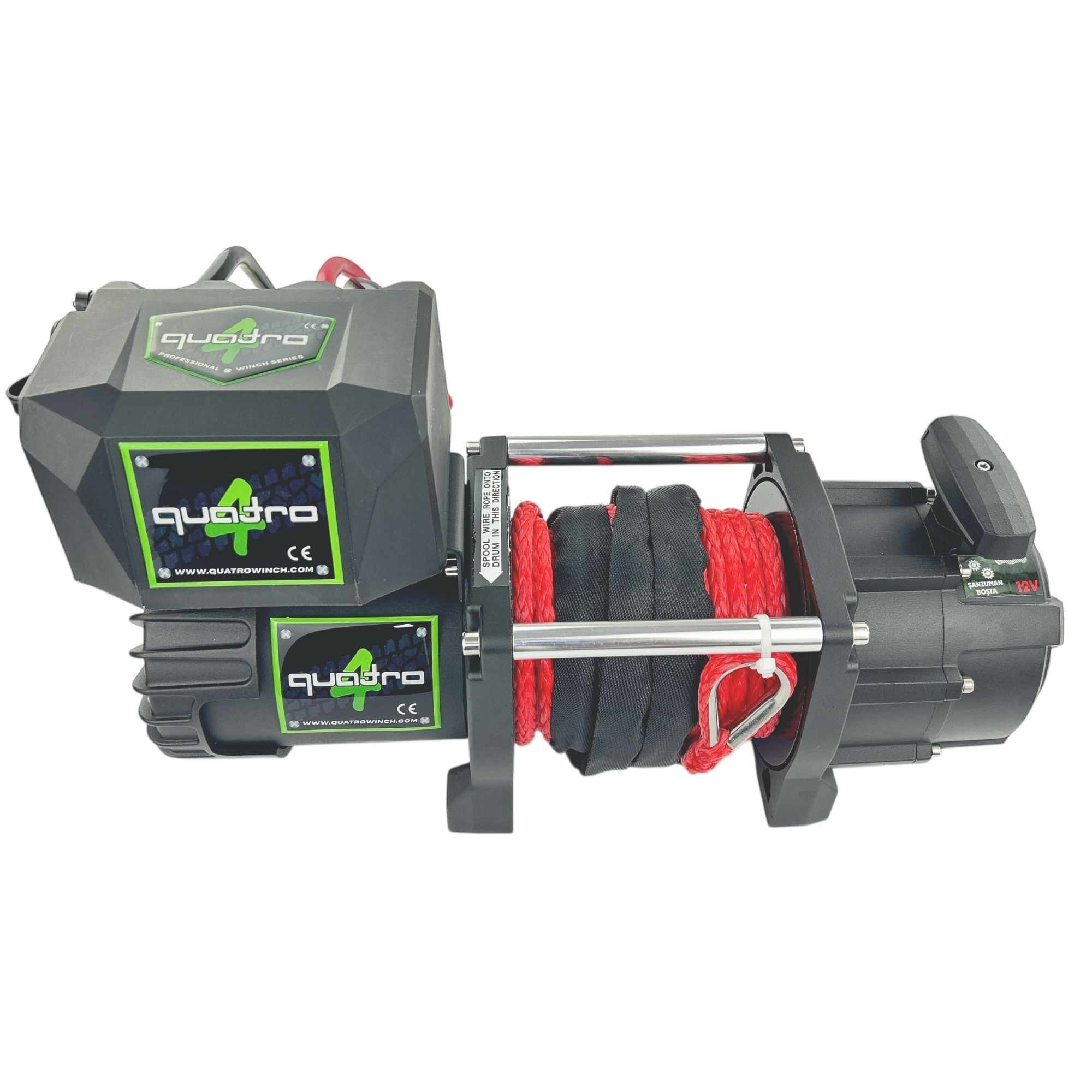 9000LB 12V Quatro Sentetik Halatlı Vinç