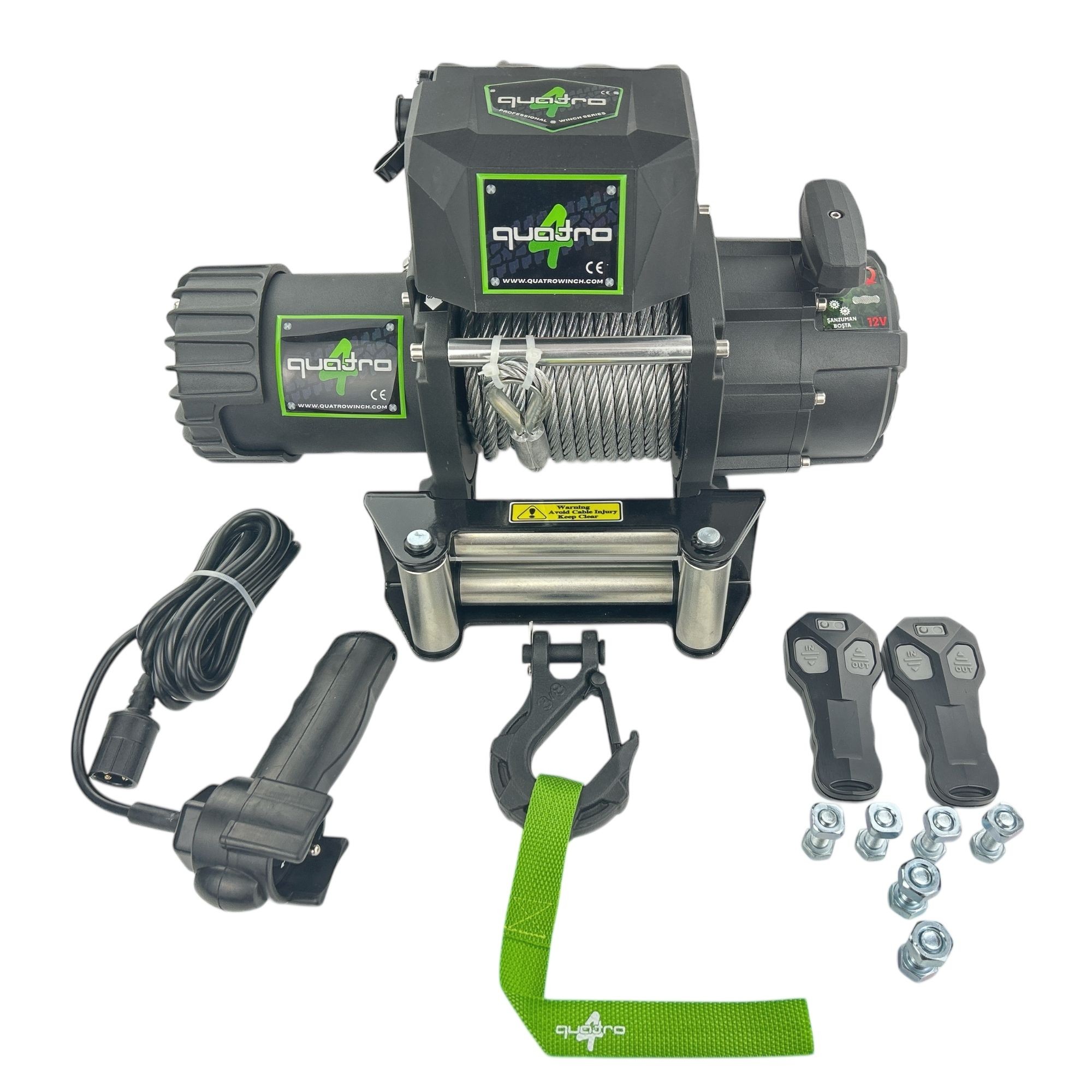 9000LB 12V Quatro Çelik Halatlı Vinç