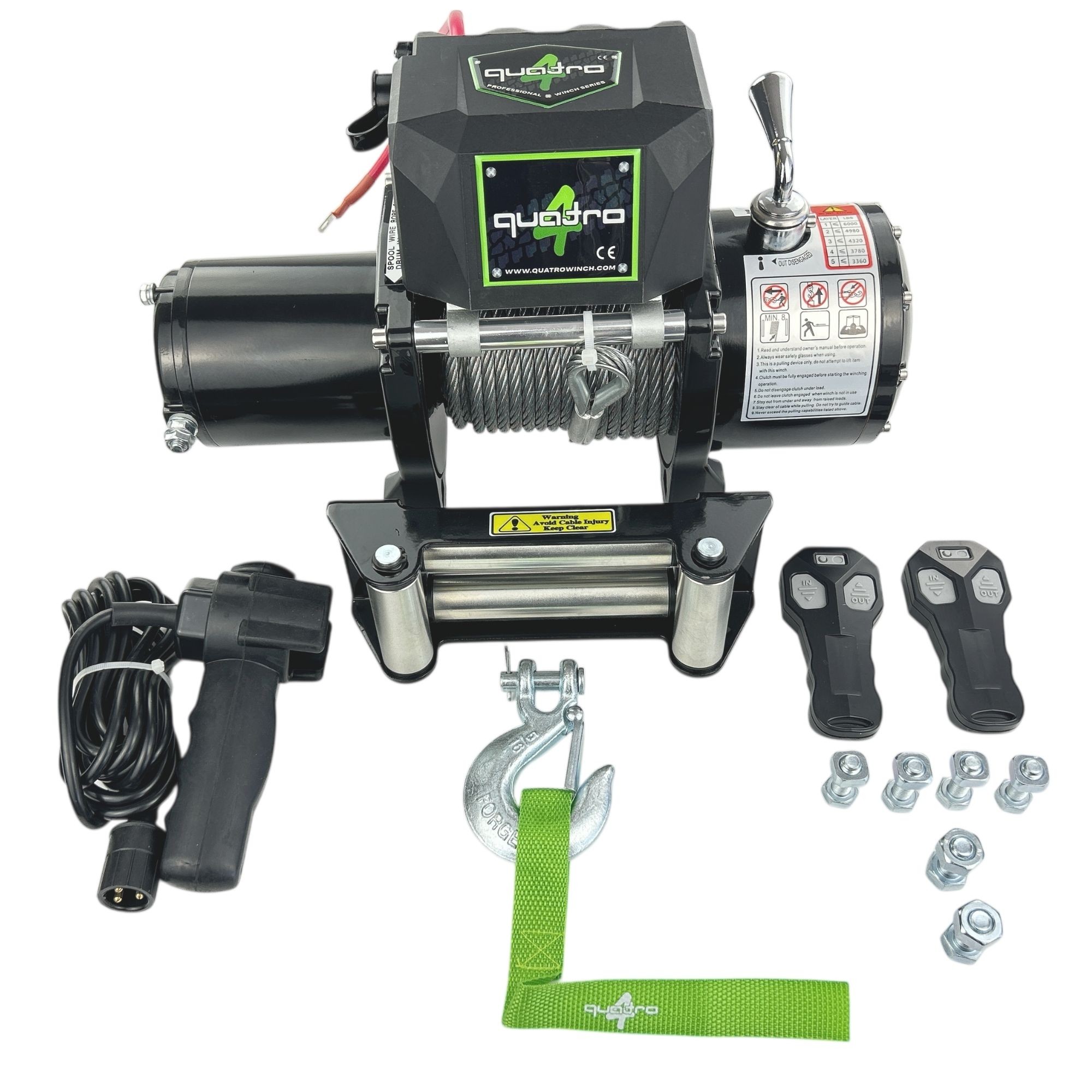6000LB 12V Quatro Çelik Halatlı Vinç