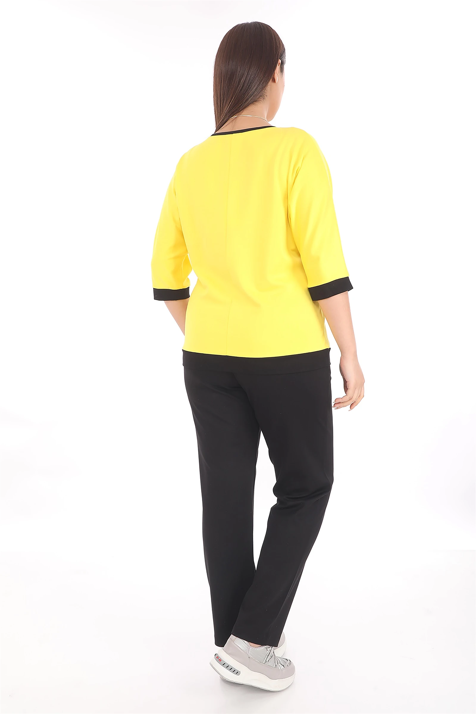 Yazlık Taşlı Beli Lastikli Eşofman Takım - Sarı