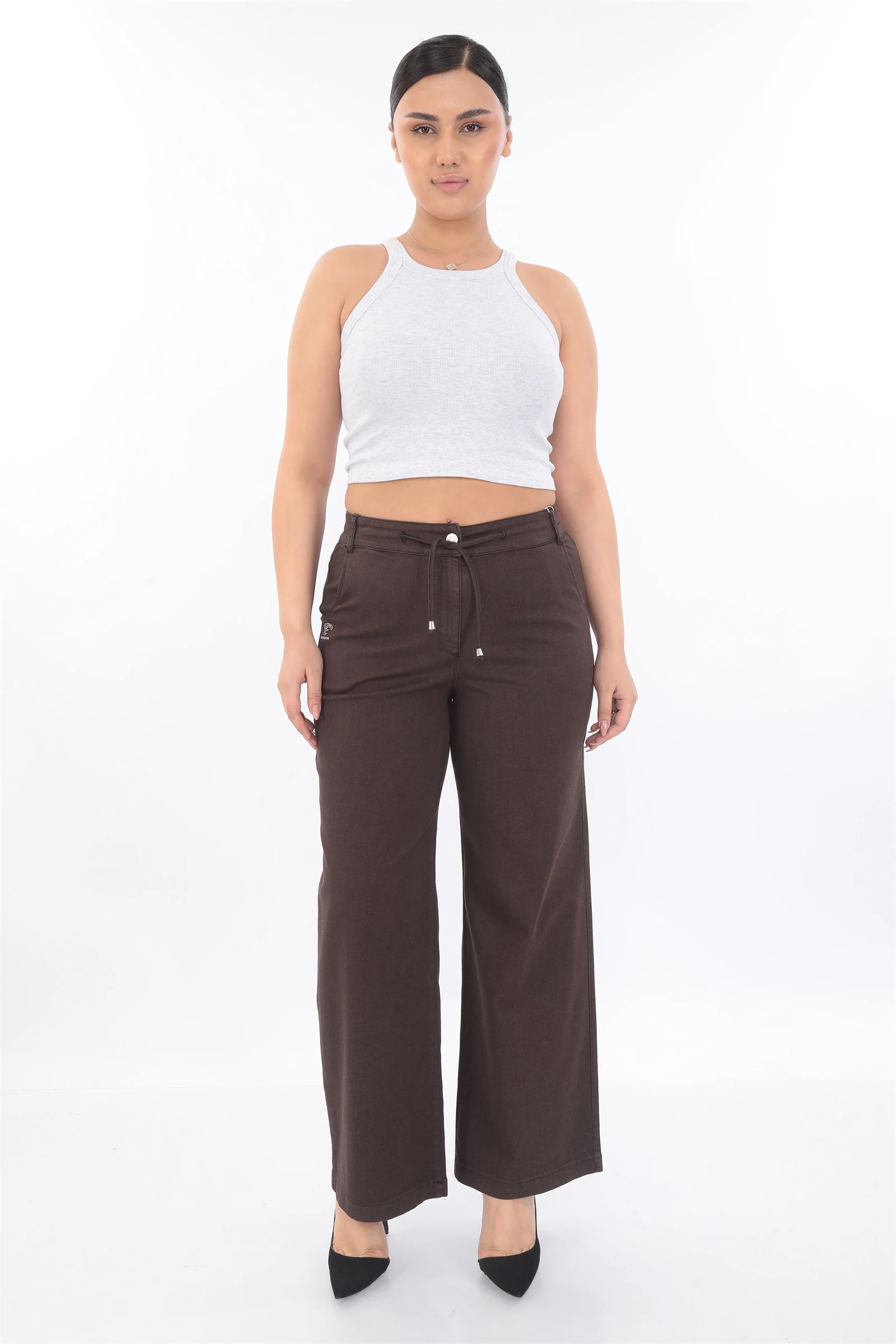 Sezonluk Taşlı İpli Bol Pantolon