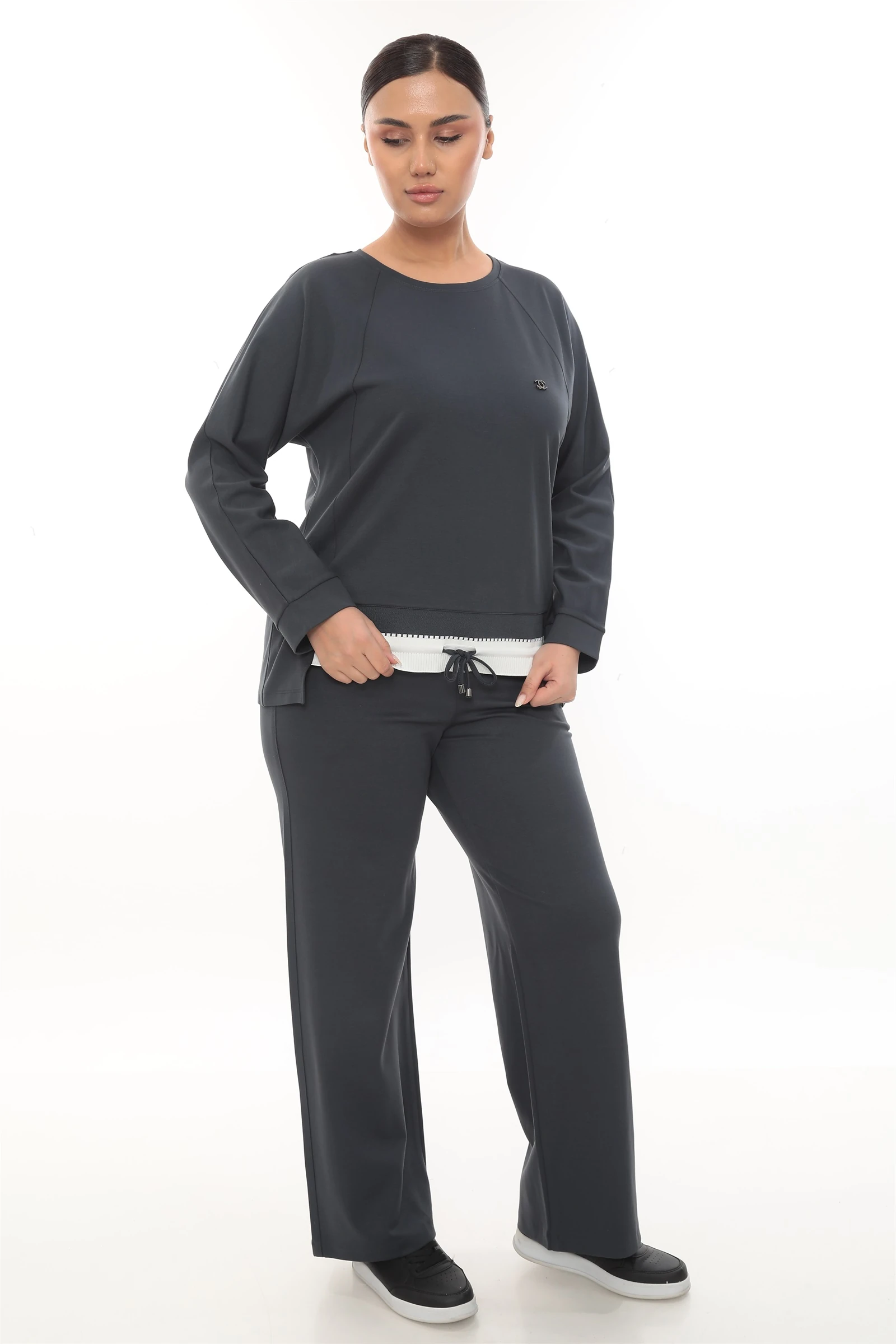 Sezonluk Özel Logolo Lastik Aksesuarlı Bağcıklı Eşofman Takımı