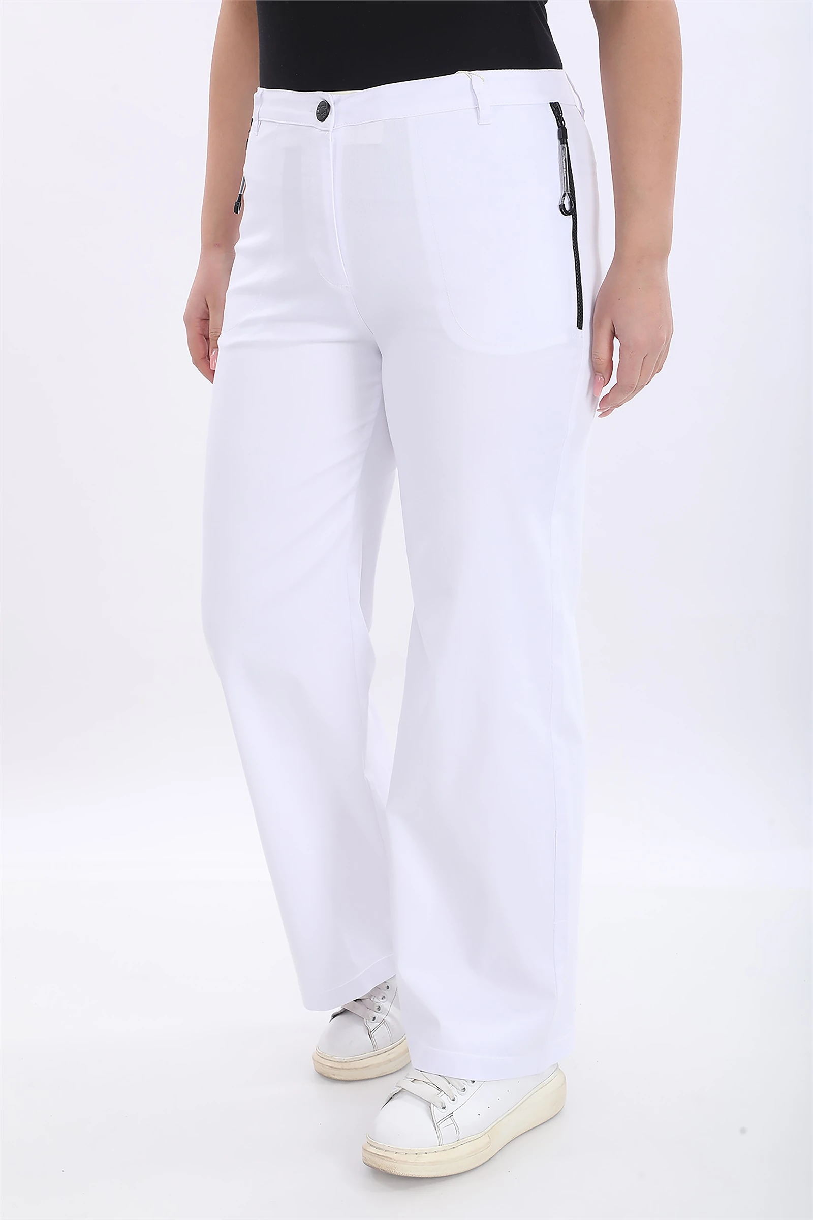 Yazlık Cepleri Fermuarlı Boru Paça Pantolon