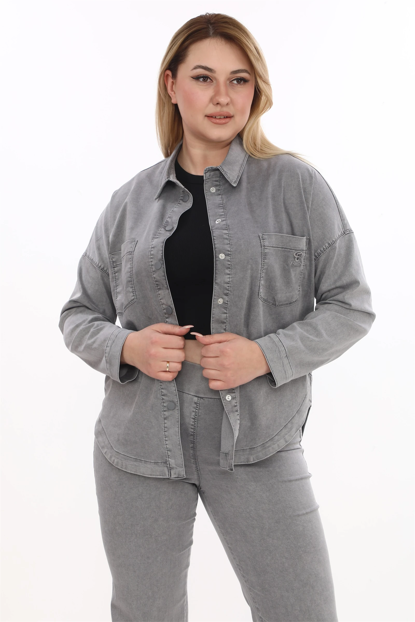 Yazlık Ceketi Çıt Çıt'lı Beli Lastikli Cepli 2'li Takım