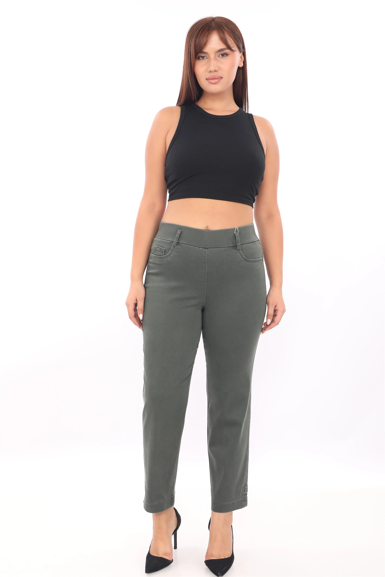 Sezonluk Yıkamalı Esnek Özel Nakışlı Pantolon