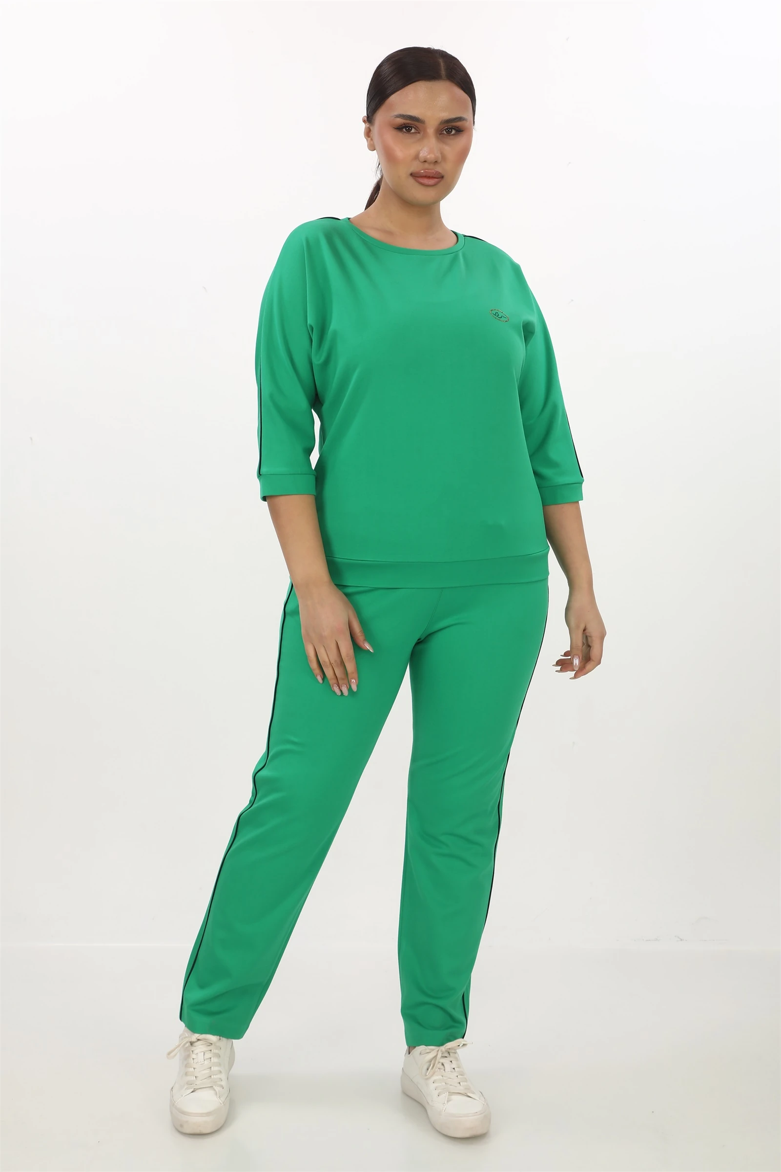 Sezonluk Yanları Şeritli Eşofman Takım - Yeşil