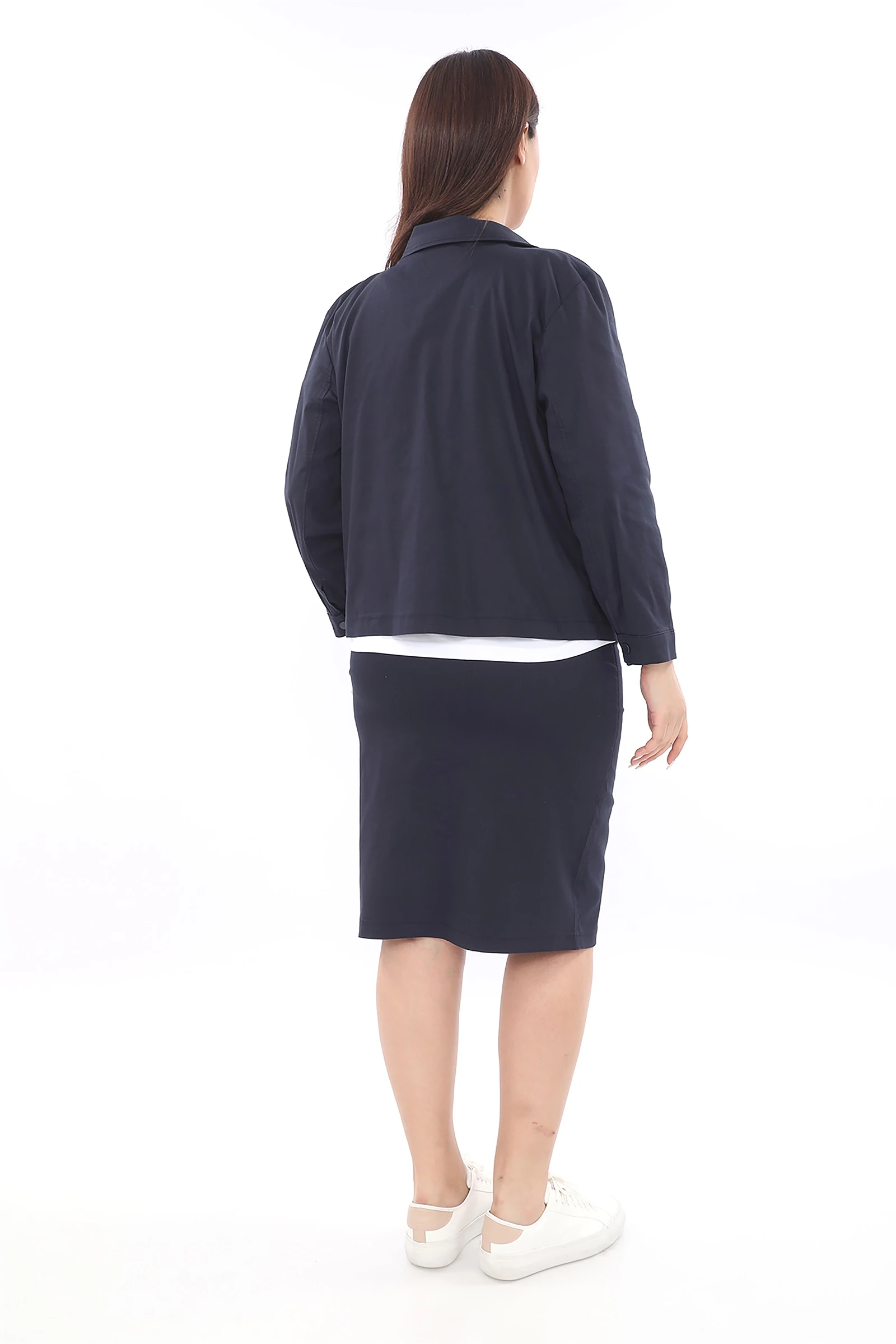 Yazlık Eteği & Ceketi Düğmeli T-Shirt'ü Baskılı 3'lü Takım - Lacivert