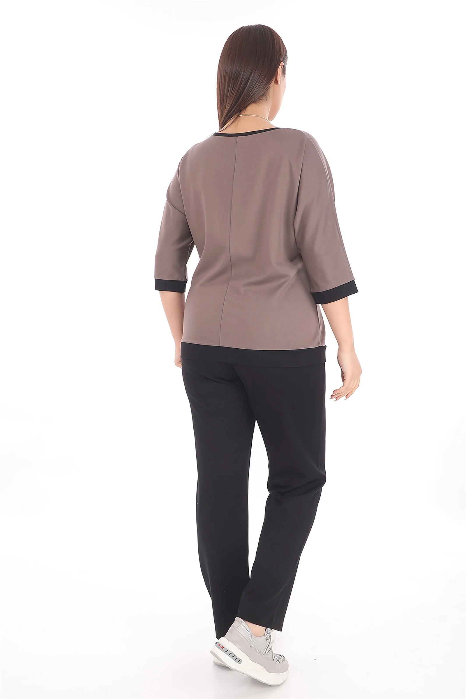 Yazlık Taşlı Beli Lastikli Eşofman Takım - Vizon