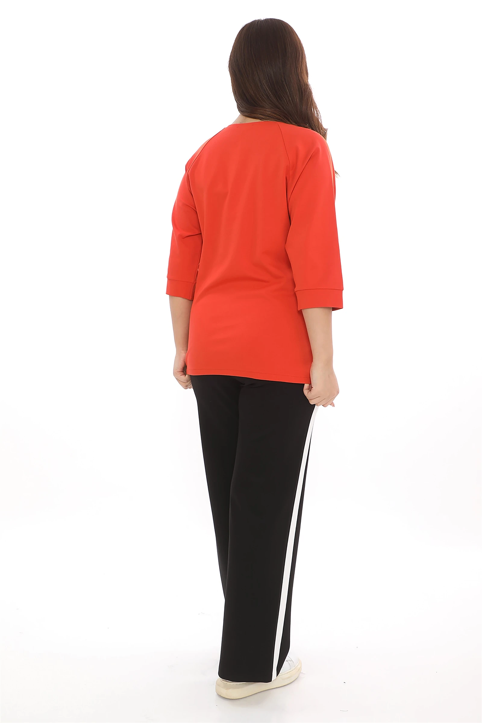 Sezonluk Kuş Nakışlı İpli 2Li Eşofman Takım - Oranj