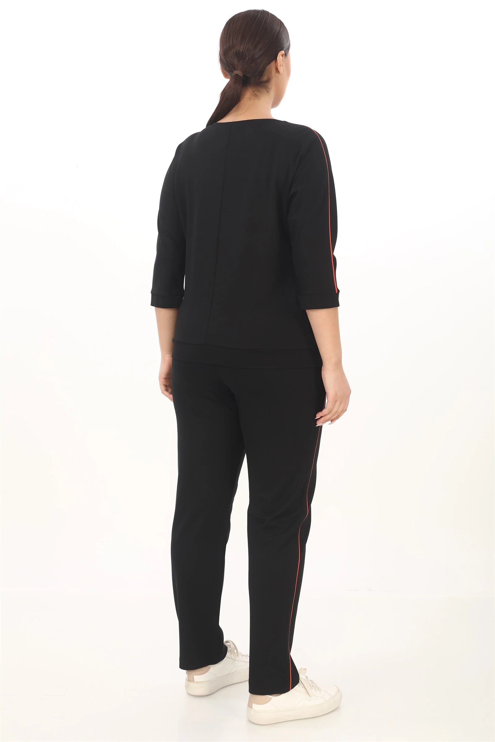 Sezonluk Yanları Şeritli Eşofman Takım - Siyah-Kırmızı