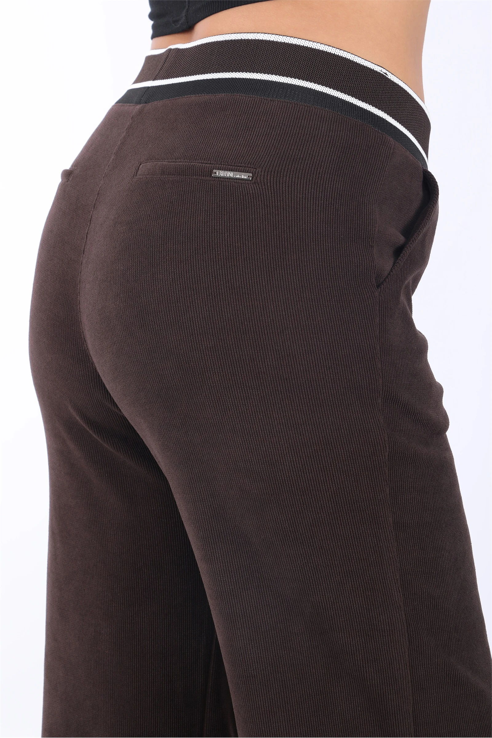 Kışlık Beli Ribanalı Cepli Boru Paça Pantolon