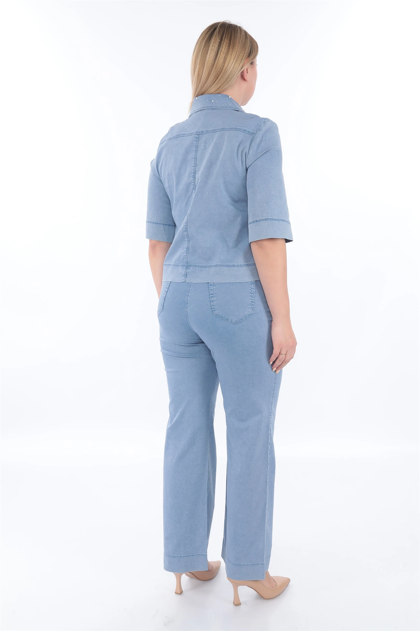 Yazlık Ceketi Çıt Çıt'lı Beli Lastikli Boncuklu 2'li Takım