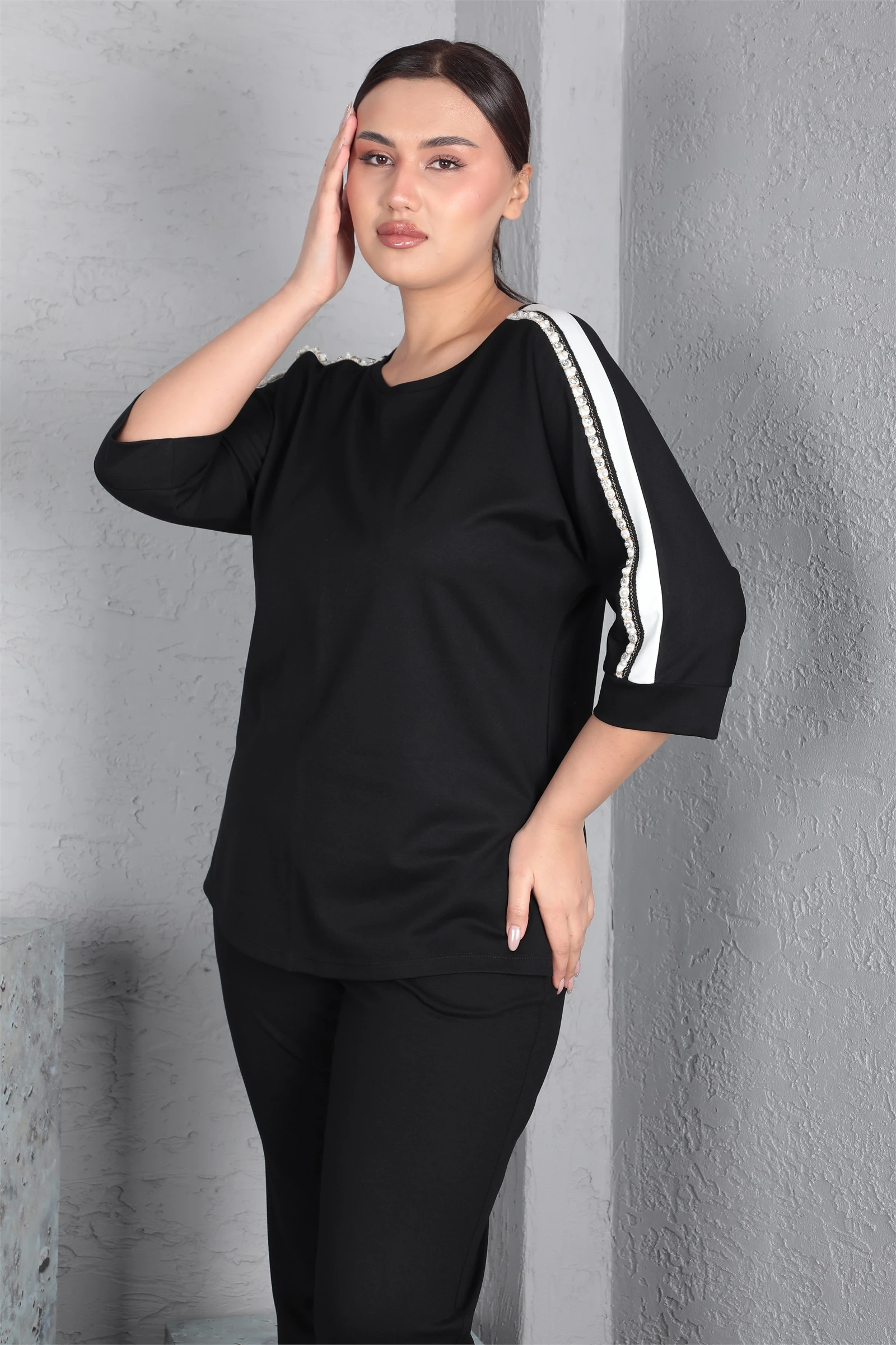 Sezonlu Kolları Şeritli Beli Lastikli 2'li Takım