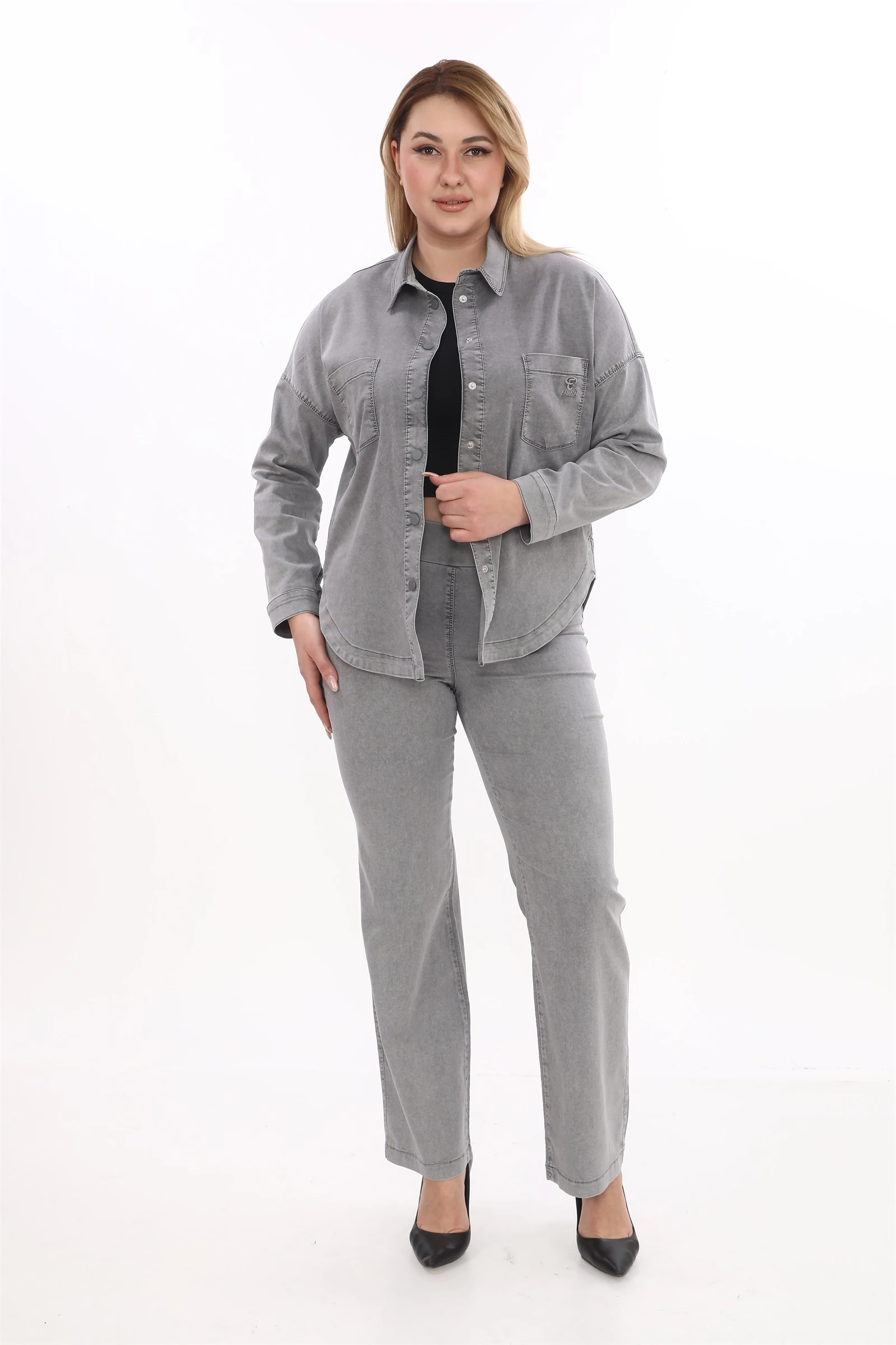 Yazlık Ceketi Çıt Çıt'lı Beli Lastikli Cepli 2'li Takım