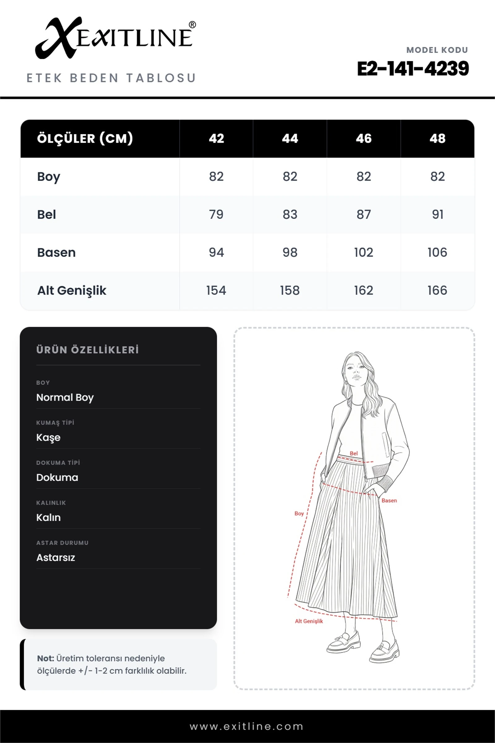 Kışlık Yırtmaç Detaylı Kemeri Derili Kaşe Etek