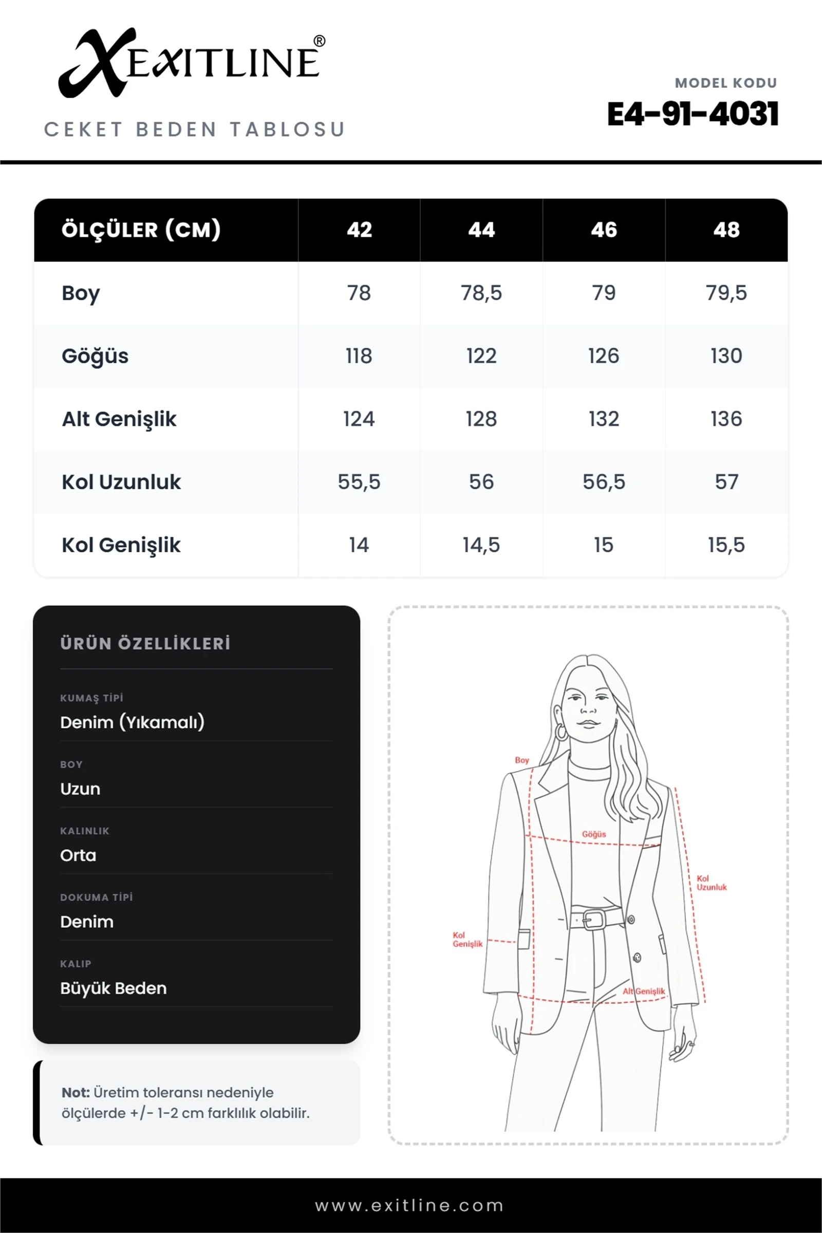 Sezonluk Kuşaklı Düğmeli Denim Ceket - Lacivert