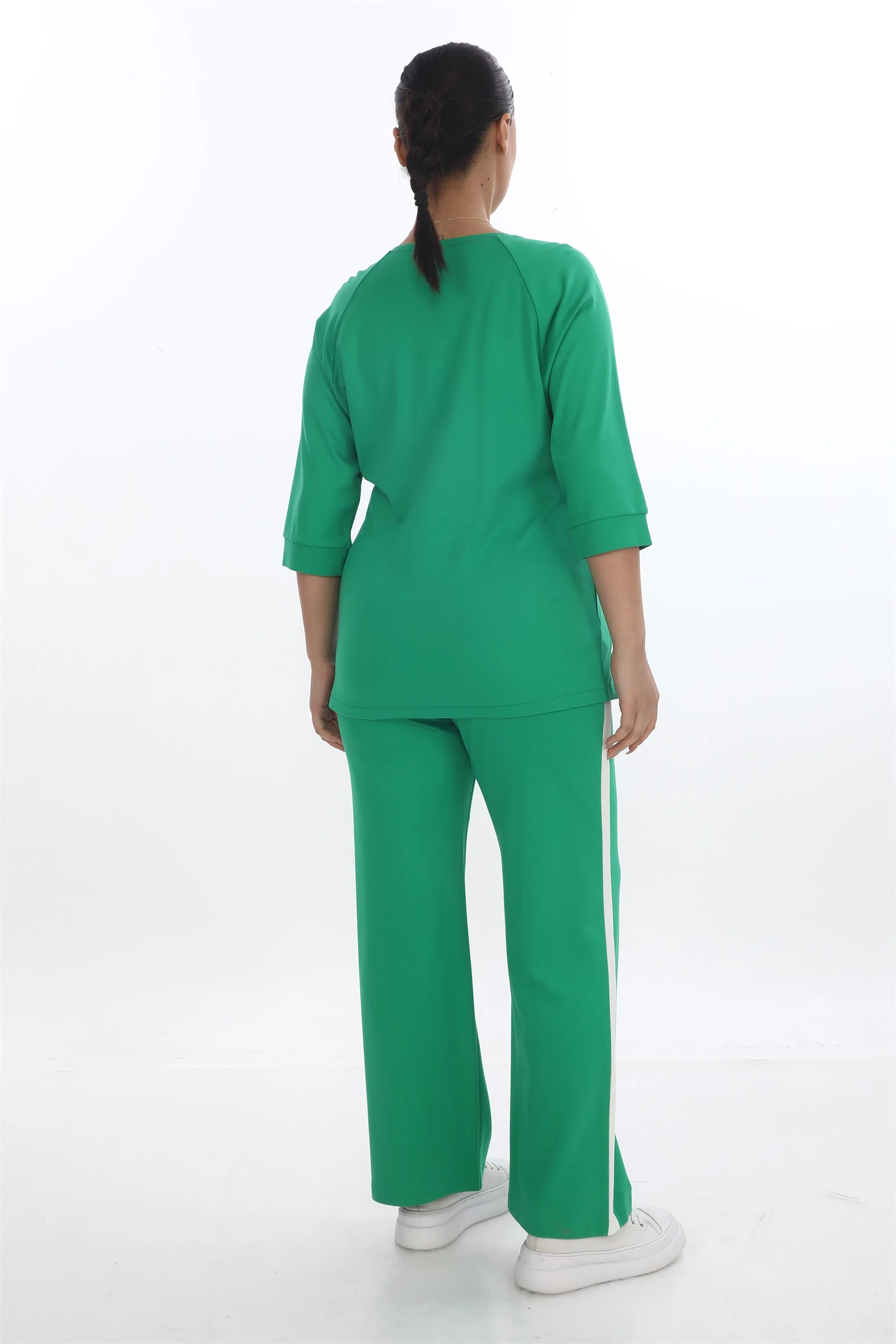 Sezonluk Kuş Nakışlı İpli 2Li Eşofman Takım - Yeşil