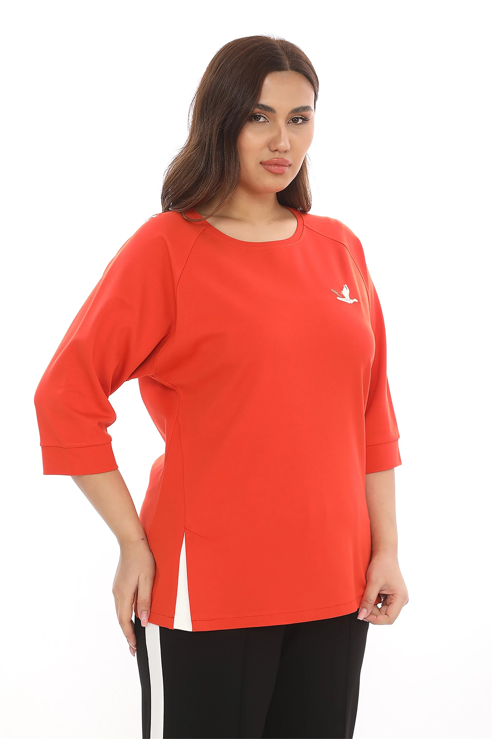 Sezonluk Kuş Nakışlı İpli 2Li Eşofman Takım - Oranj