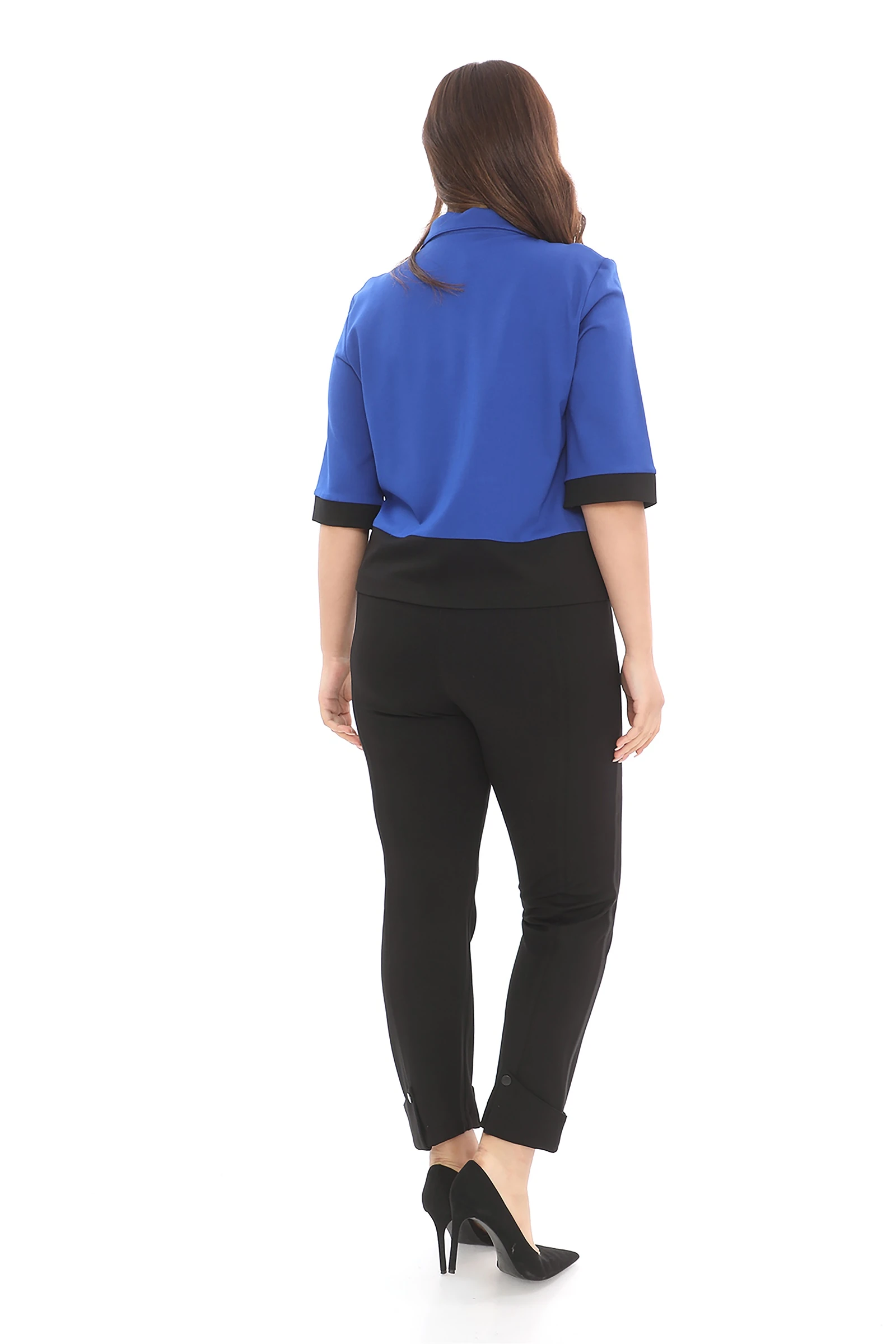 Sezonluk Önü Çıt Çıtlı Zarif 3/4 Kollu Şık Ofis Günlük Ceket - Saks