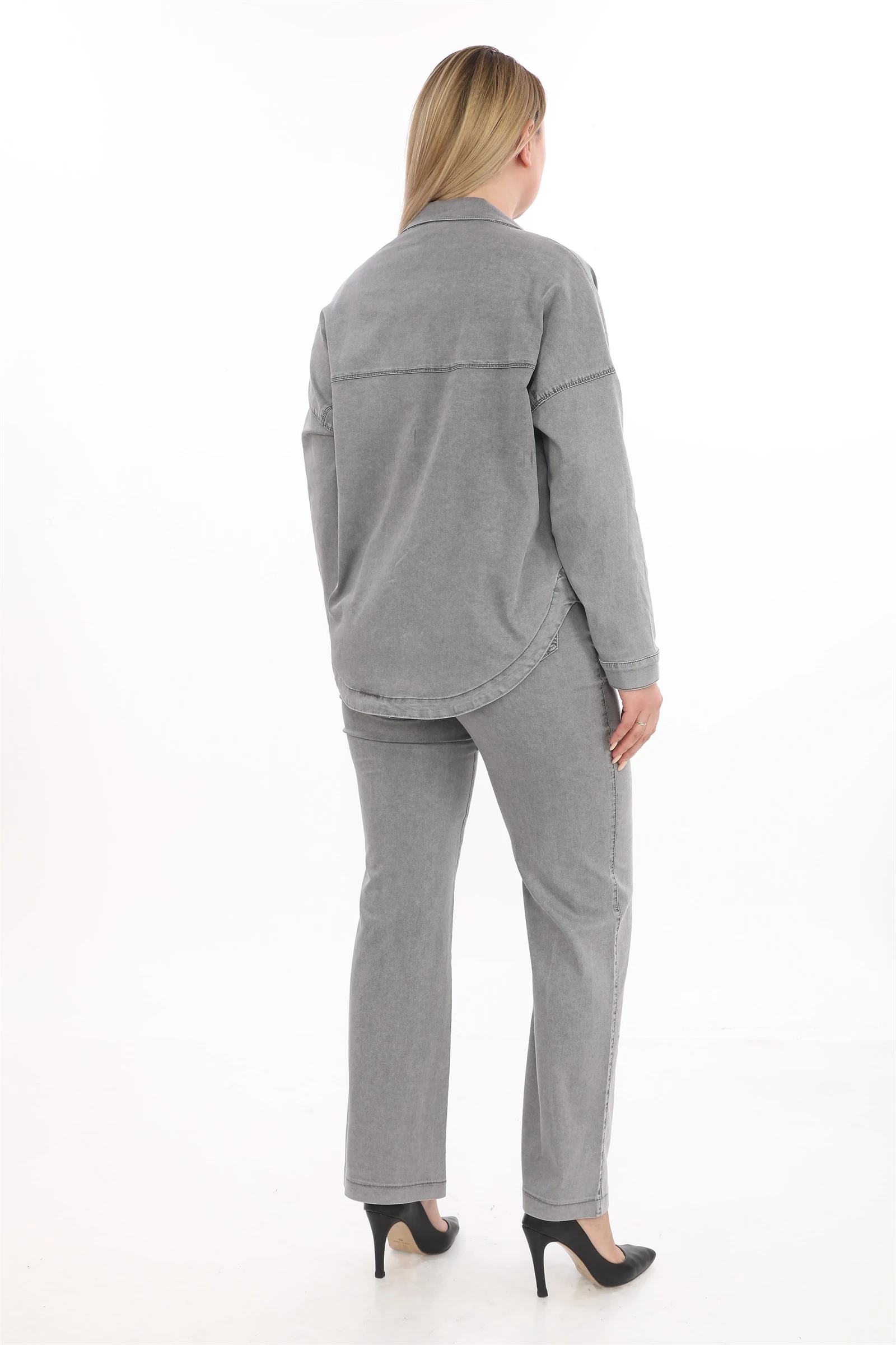 Yazlık Ceketi Çıt Çıt'lı Beli Lastikli Cepli 2'li Takım