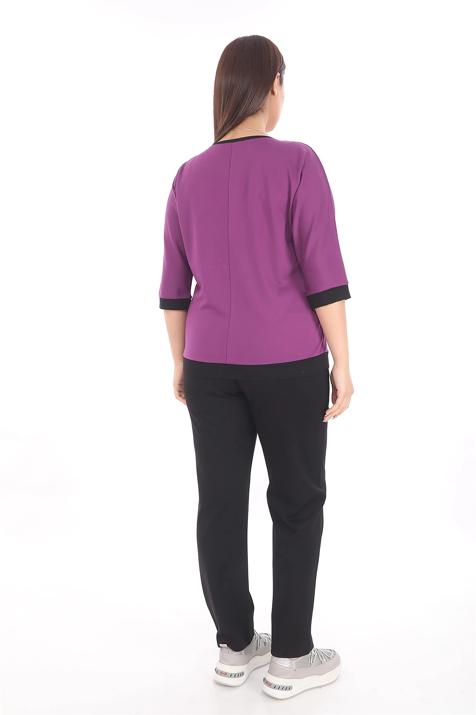 Yazlık Taşlı Beli Lastikli Eşofman Takım - Mor