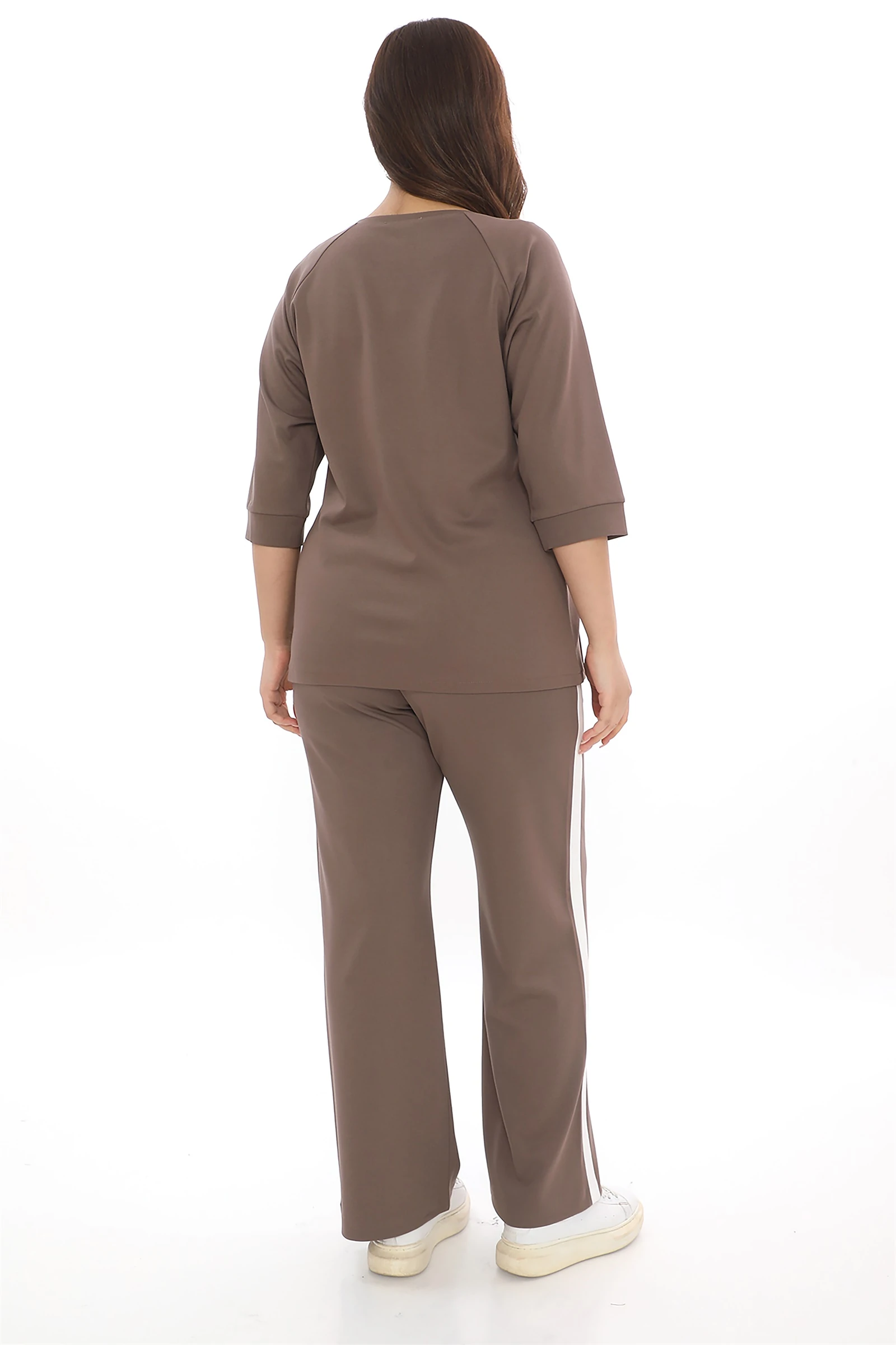 Sezonluk Kuş Nakışlı İpli 2Li Eşofman Takım - Vizon