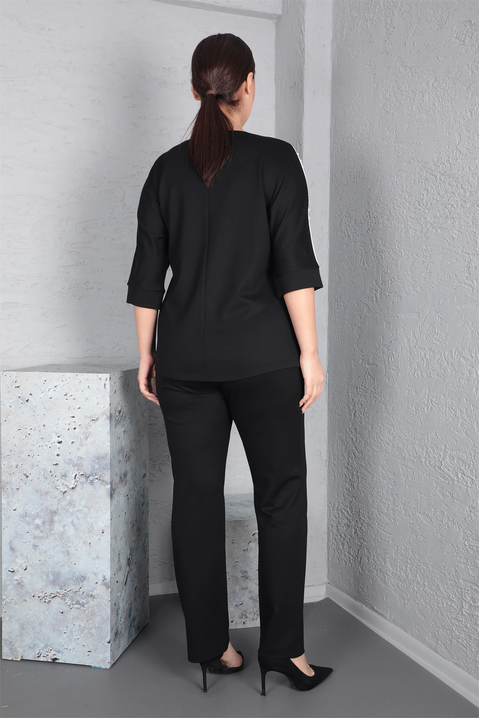 Sezonlu Kolları Şeritli Beli Lastikli 2'li Takım