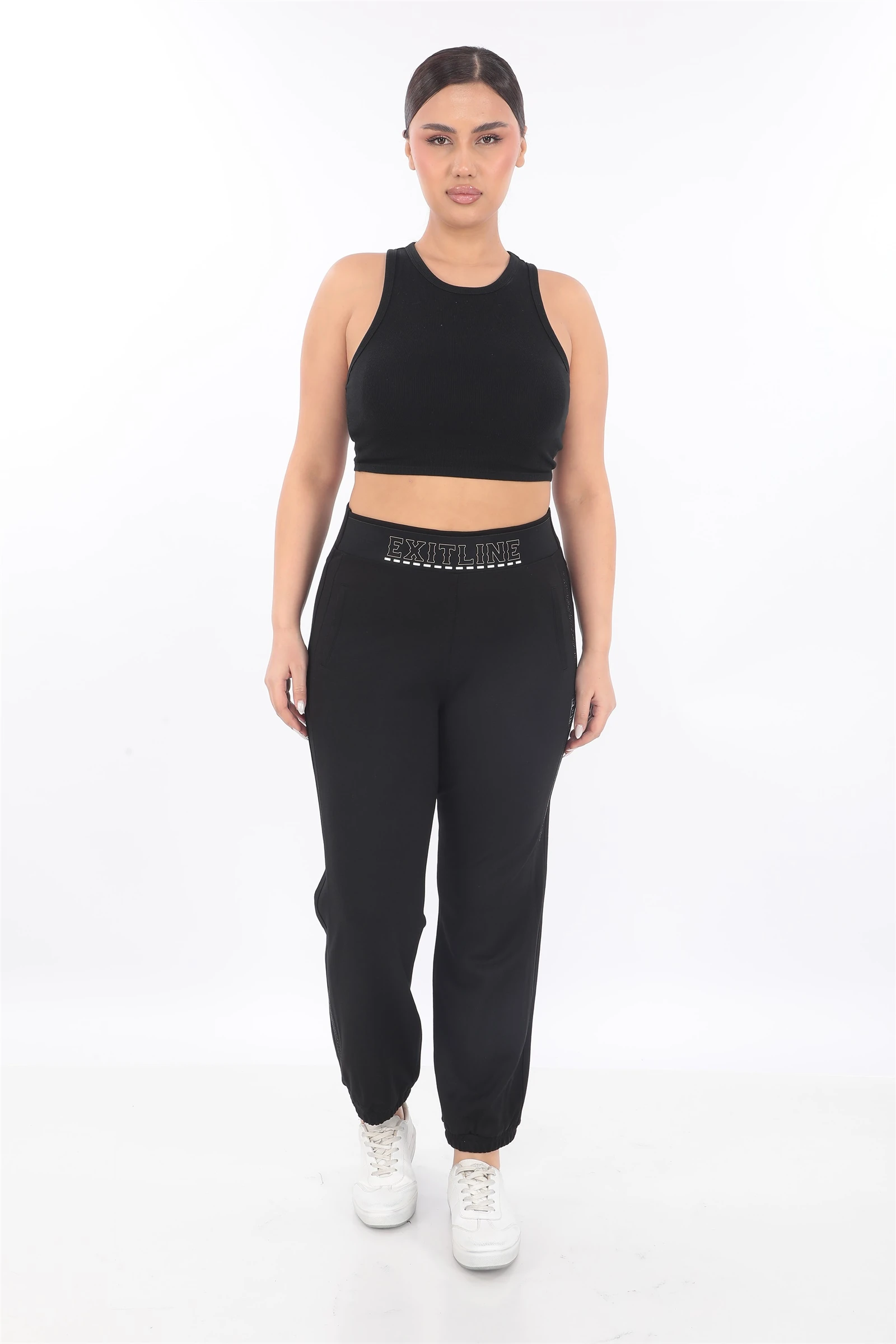 Sezonluk Yanları Taşlı Paçaları Lastikli Pantolon