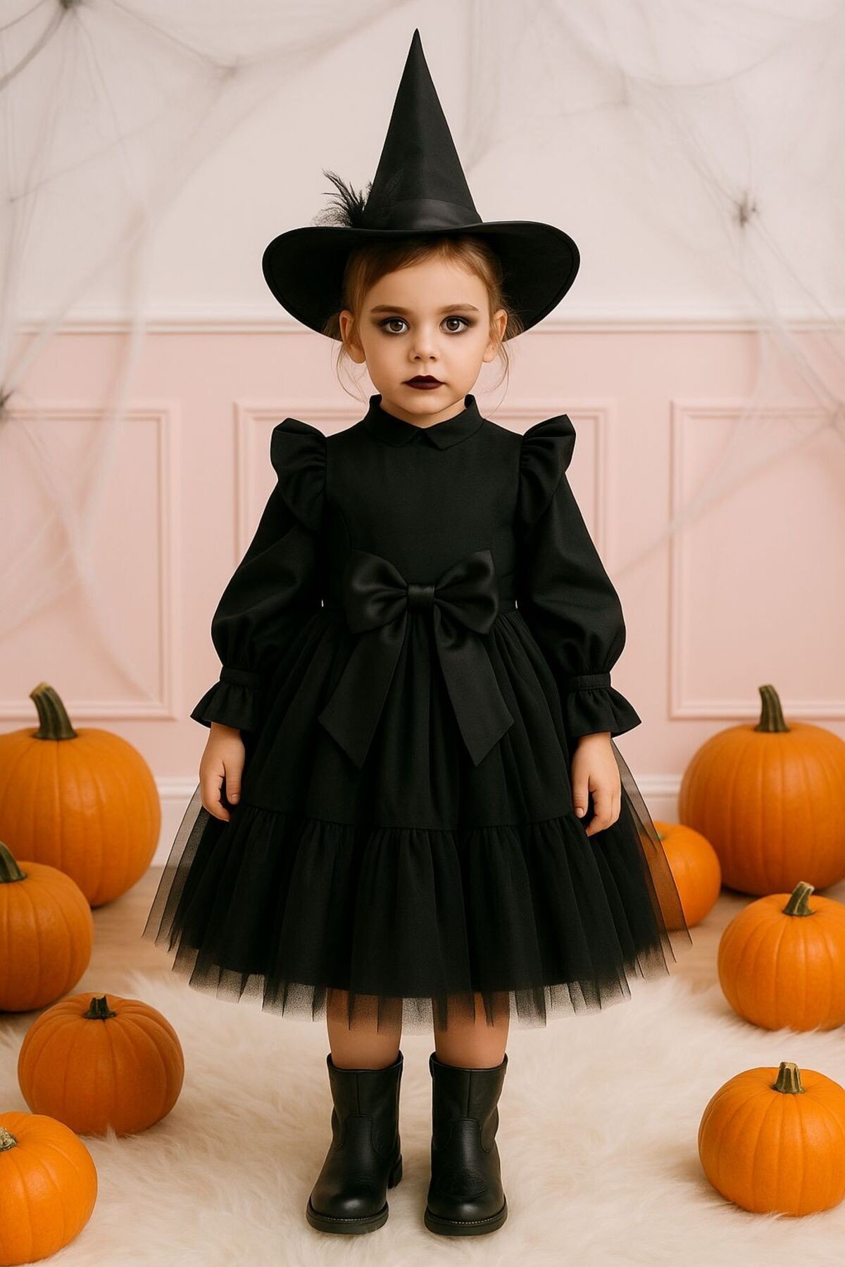 Kız Çocuk Cadı Kostüm ,Halloween Özel Tasarım, Cadı ELbisesi, witch kostüm (ŞAPKA DAHİL DEĞİL)