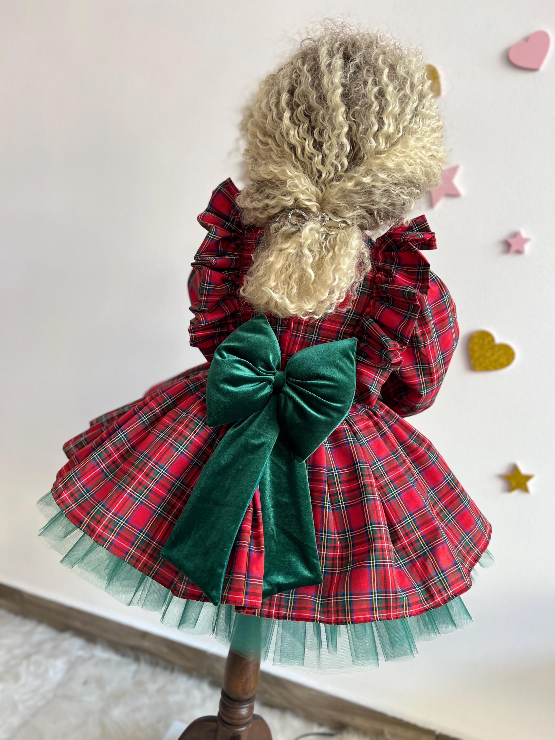 Tartan Ekose Elbise, Kızlar İçin Noel Elbiseleri, Tatil Kız Elbisesi, Kırmızı Noel Partisi Kıyafeti, Ekose Volanlı Elbise, Küçük Çocuk Noel Elbisesi