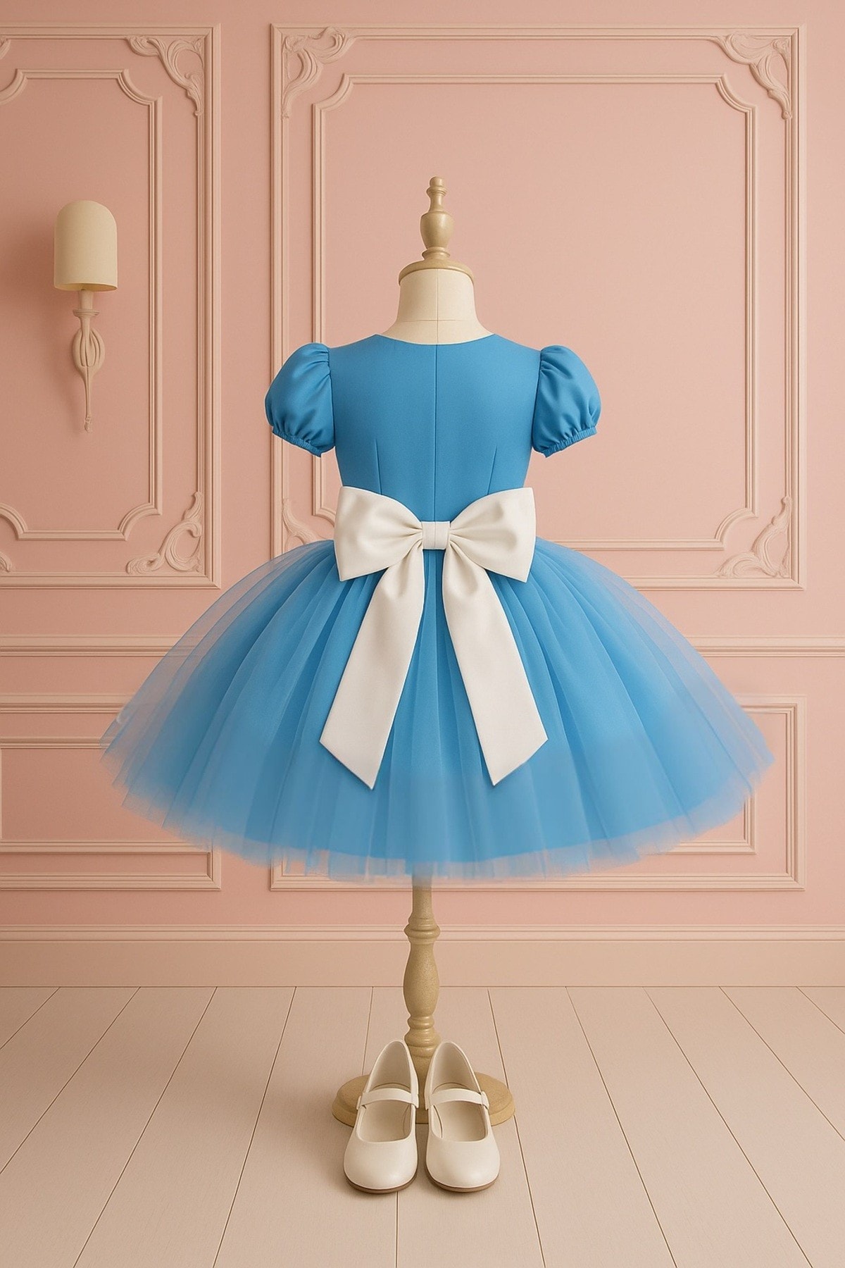 Alice Harikalar Diyarında Elbisesi, Mavi Kabarık Tüllü Elbise, Alice in Wonderland elbise