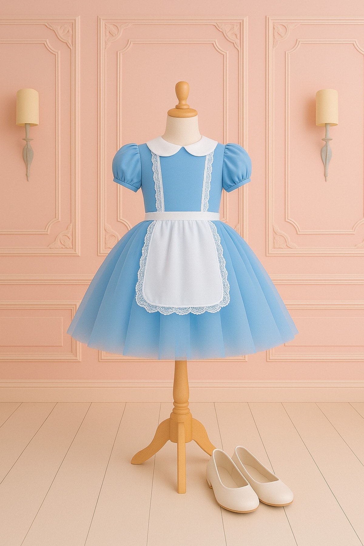 Alice Harikalar Diyarında Elbisesi, Mavi Kabarık Tüllü Elbise, Alice in Wonderland elbise
