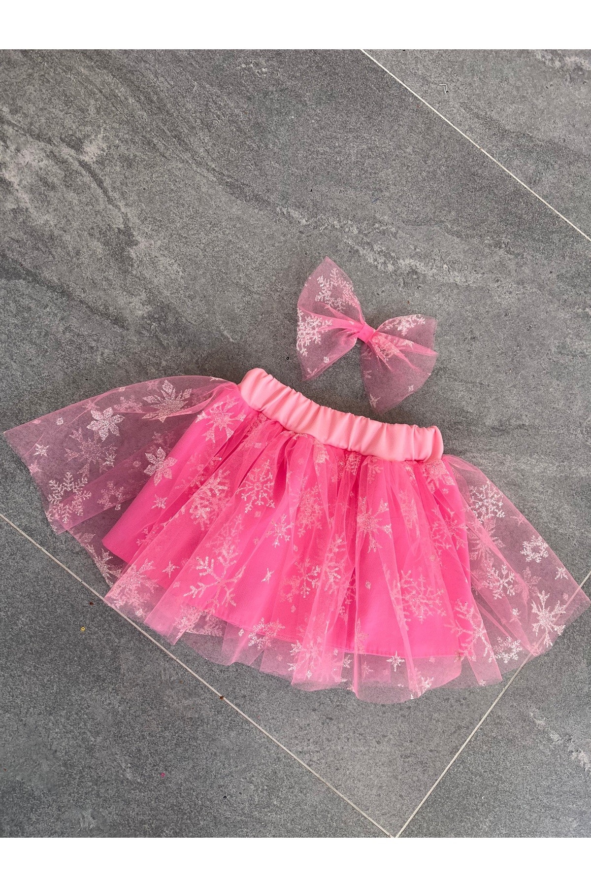 Pembe simli elsa etek, elsa tütü etek, pembe tütü etek
