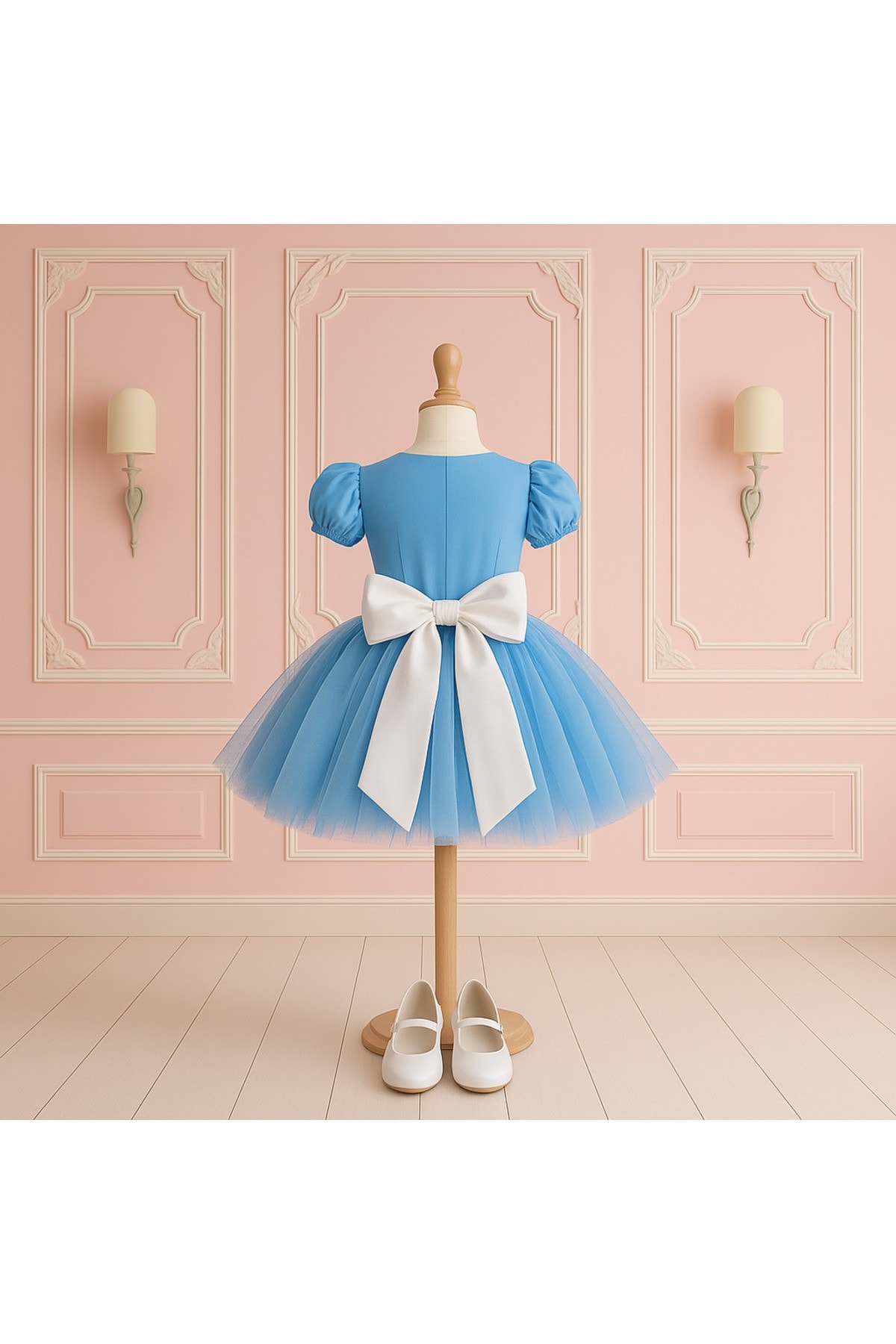 Alice Harikalar Diyarında Elbisesi, Mavi Kabarık Tüllü Elbise, Alice in Wonderland elbise