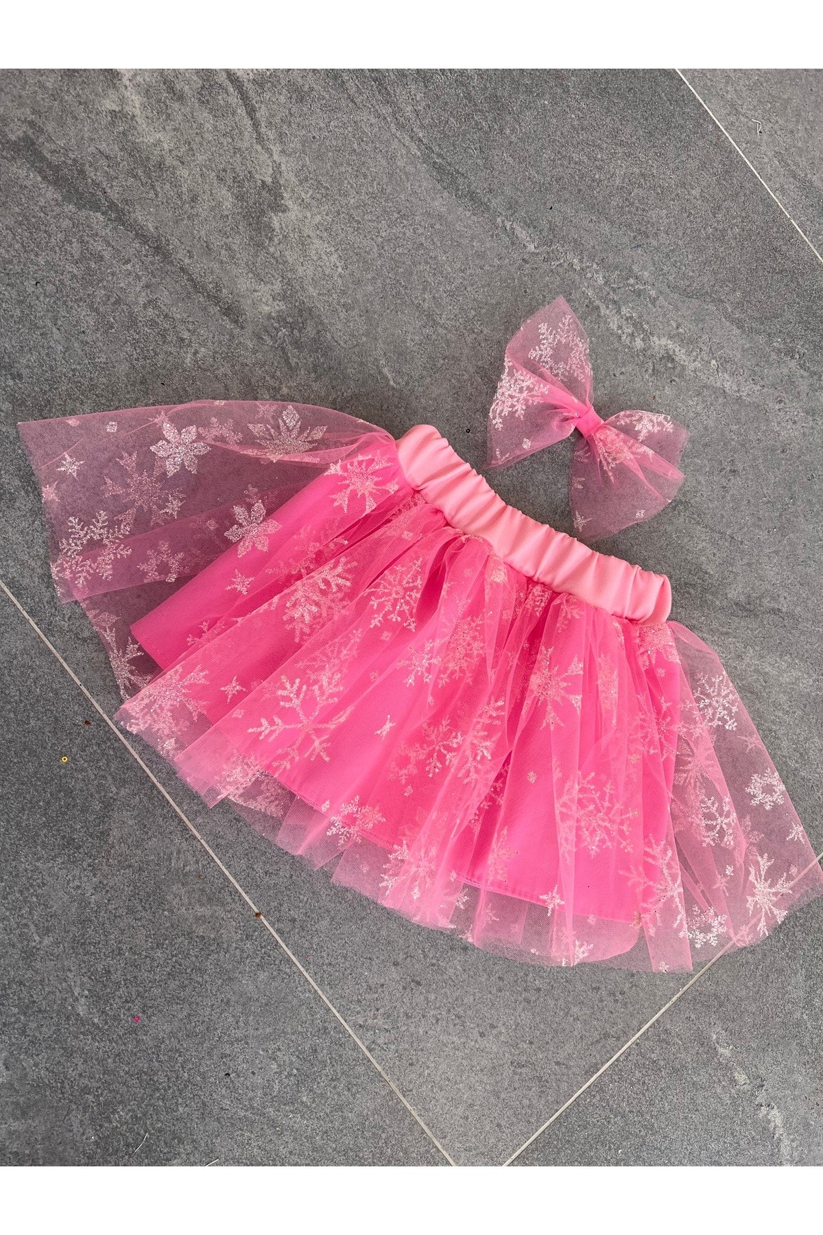 Pembe simli elsa etek, elsa tütü etek, pembe tütü etek