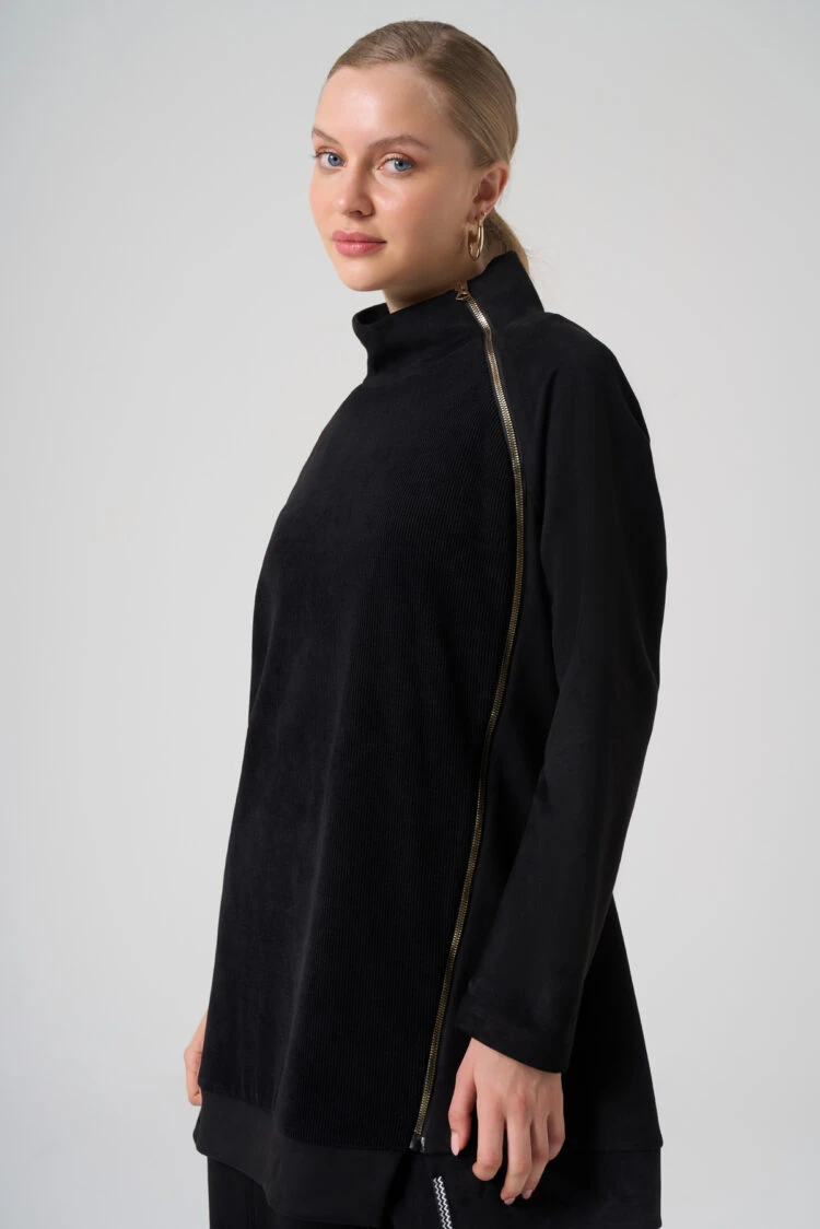 MASCARA- YANDAN FERMUARLI SÜET SİYAH TAKIM