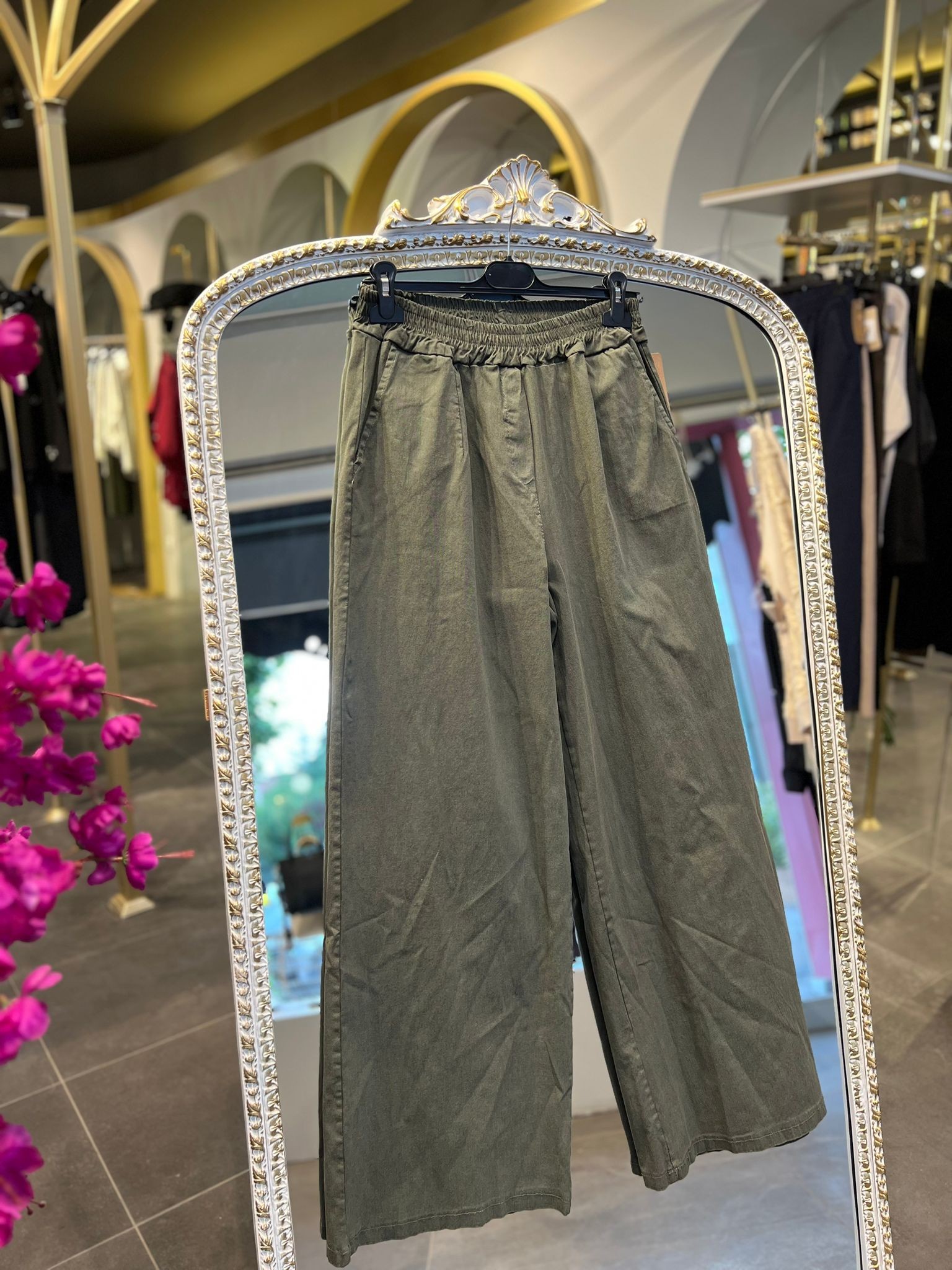 STYLE ELAN-  İTHAL HAKİ PALAZZO PANTOLON