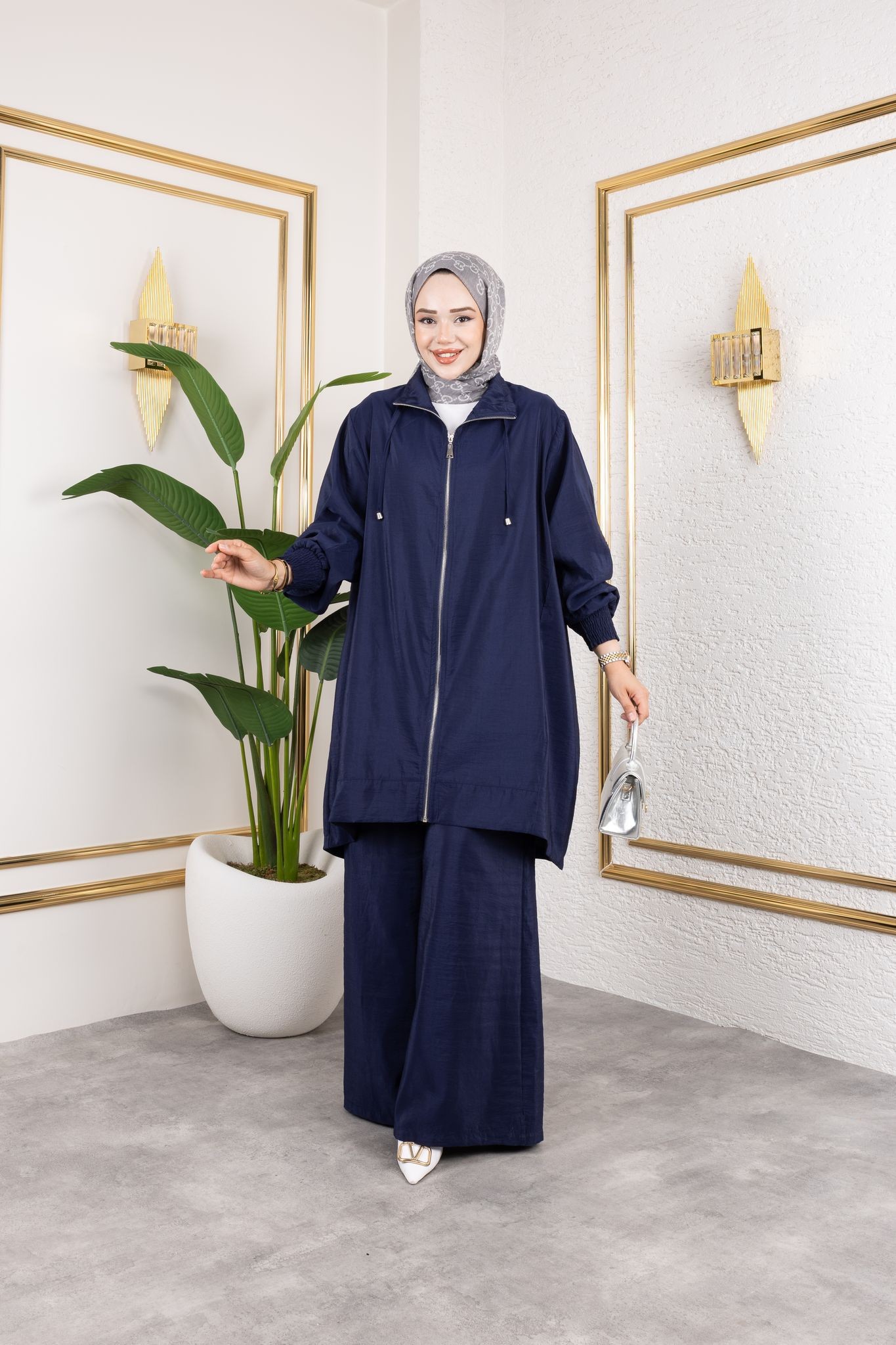 STYLE ELAN- UZUN TENSEL KUMAŞ LACİVERT TAKIM
