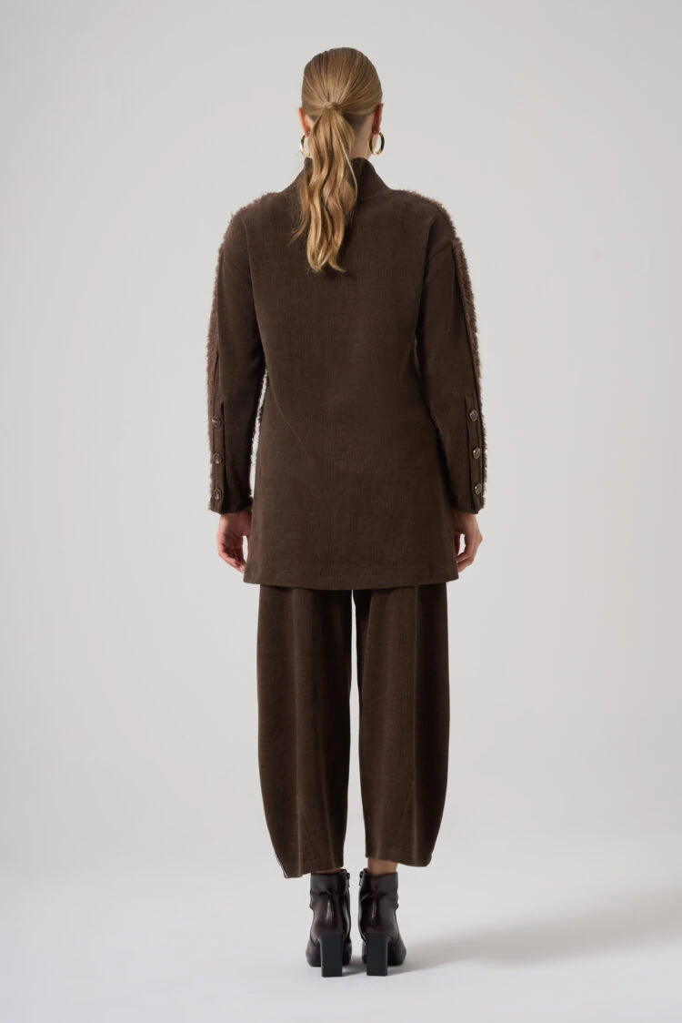 MASCARA- PELUŞ DETAY KAHVE KADİFE TAKIM