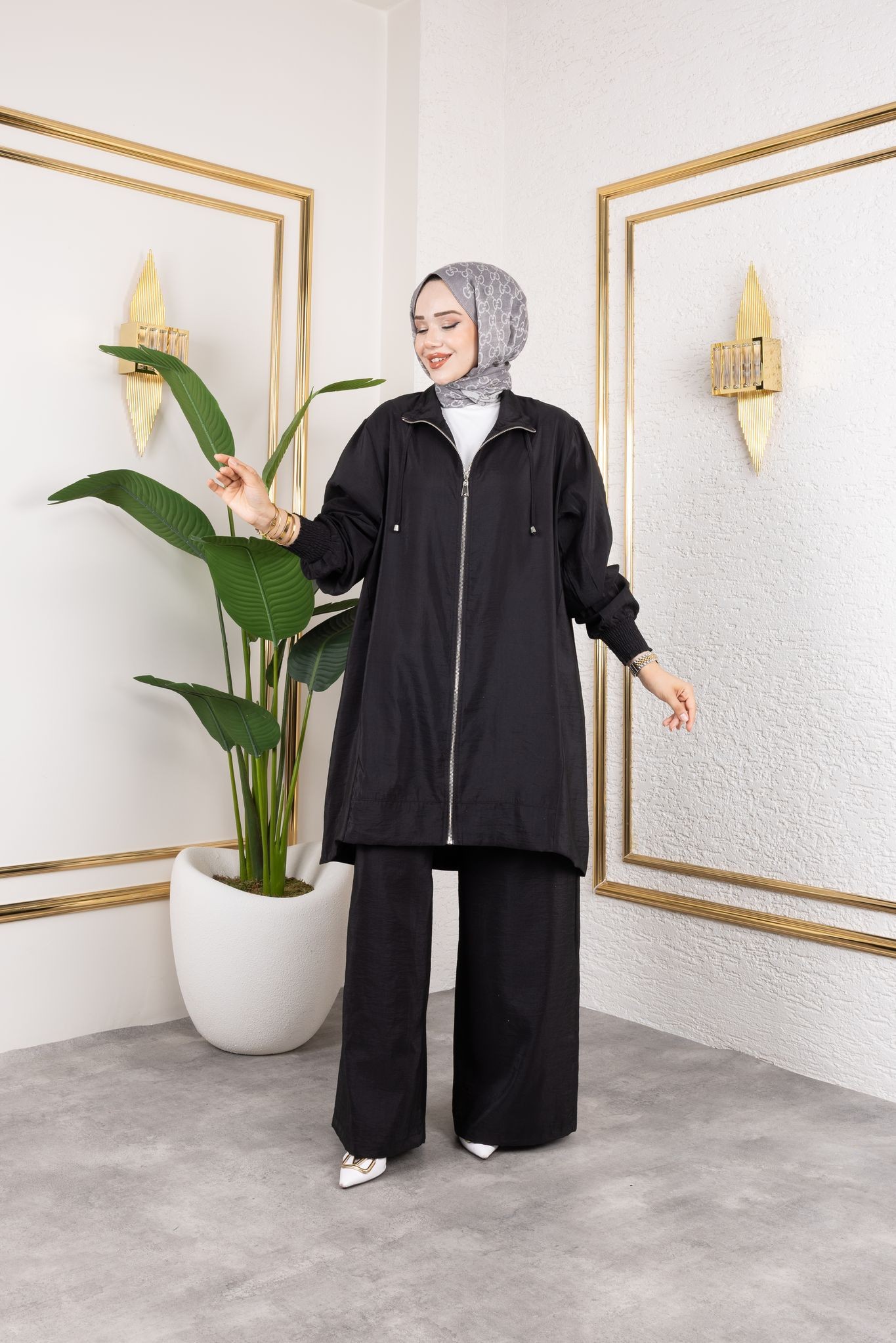 STYLE ELAN- UZUN TENSEL KUMAŞ SİYAH TAKIM