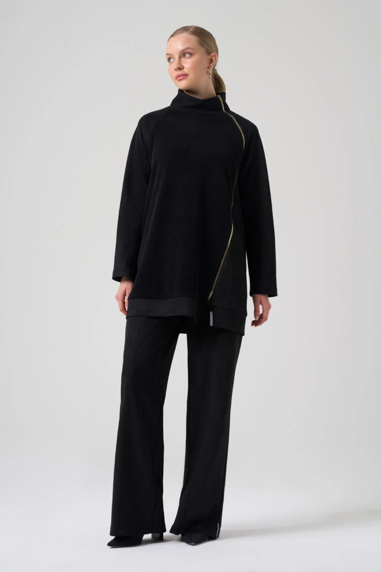 MASCARA- YANDAN FERMUARLI SÜET SİYAH TAKIM